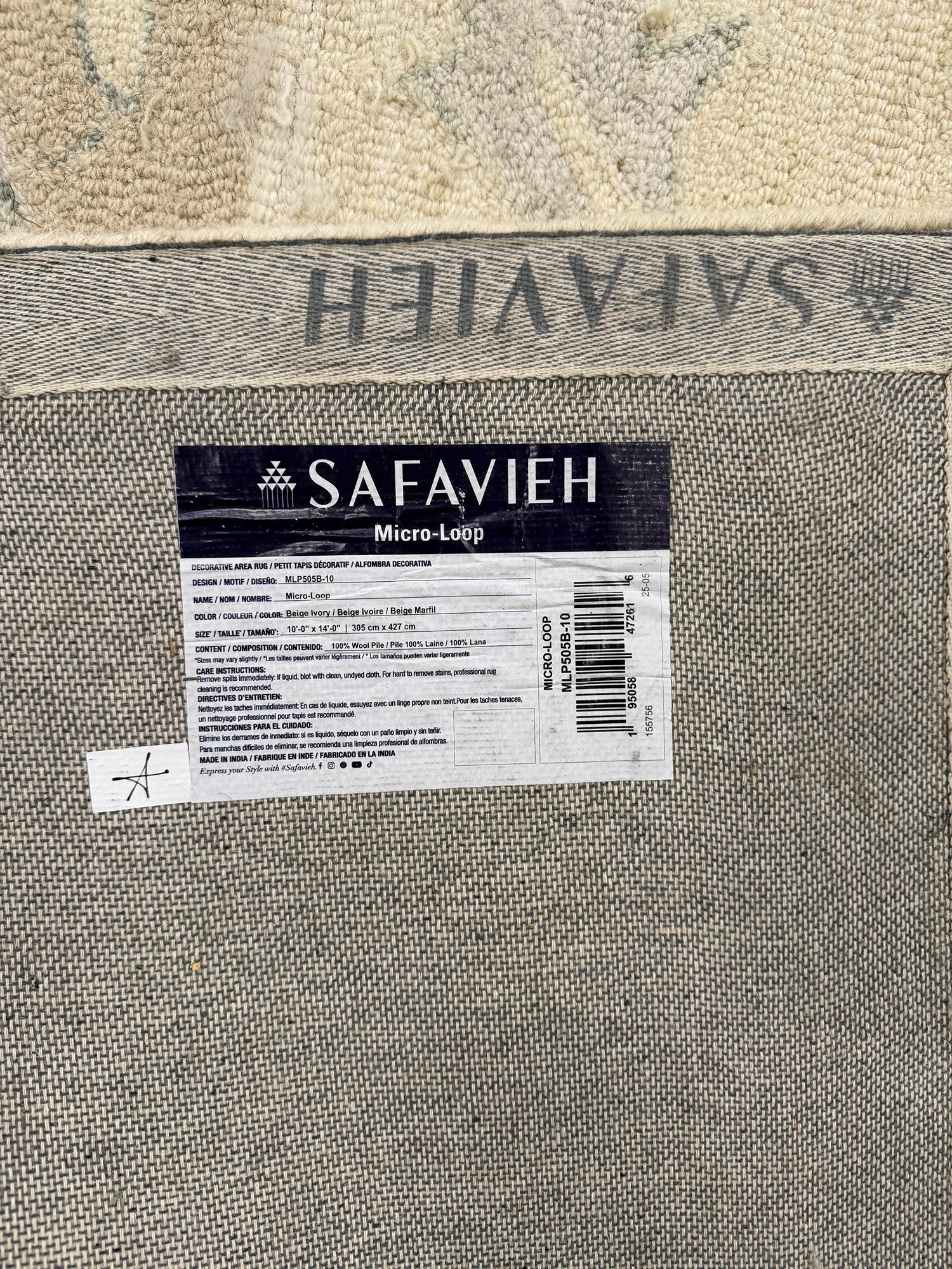 SAFAVIEH Micro-Loop Beige Ivory Traditional Medallion 10 x 14 Area Rug | 100% Wool Pile