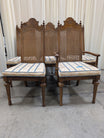 Set of Five American Street Furniture Carved Wood Dining Chairs with Cane Backs