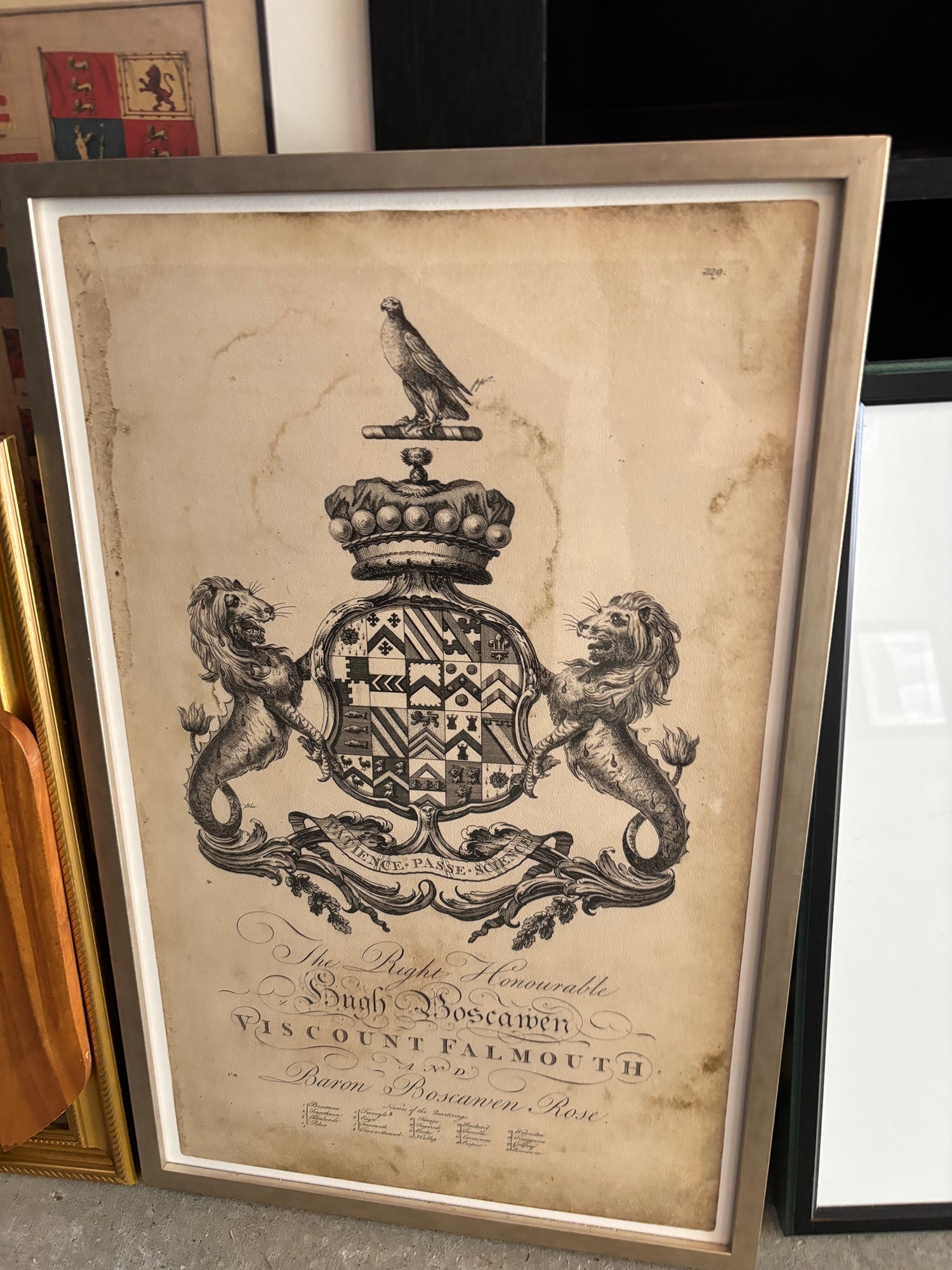 Heraldic Viscount Falmouth Framed Print in Metal
