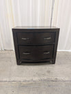 Curved Front Two-Drawer Nightstand in Dark Wood