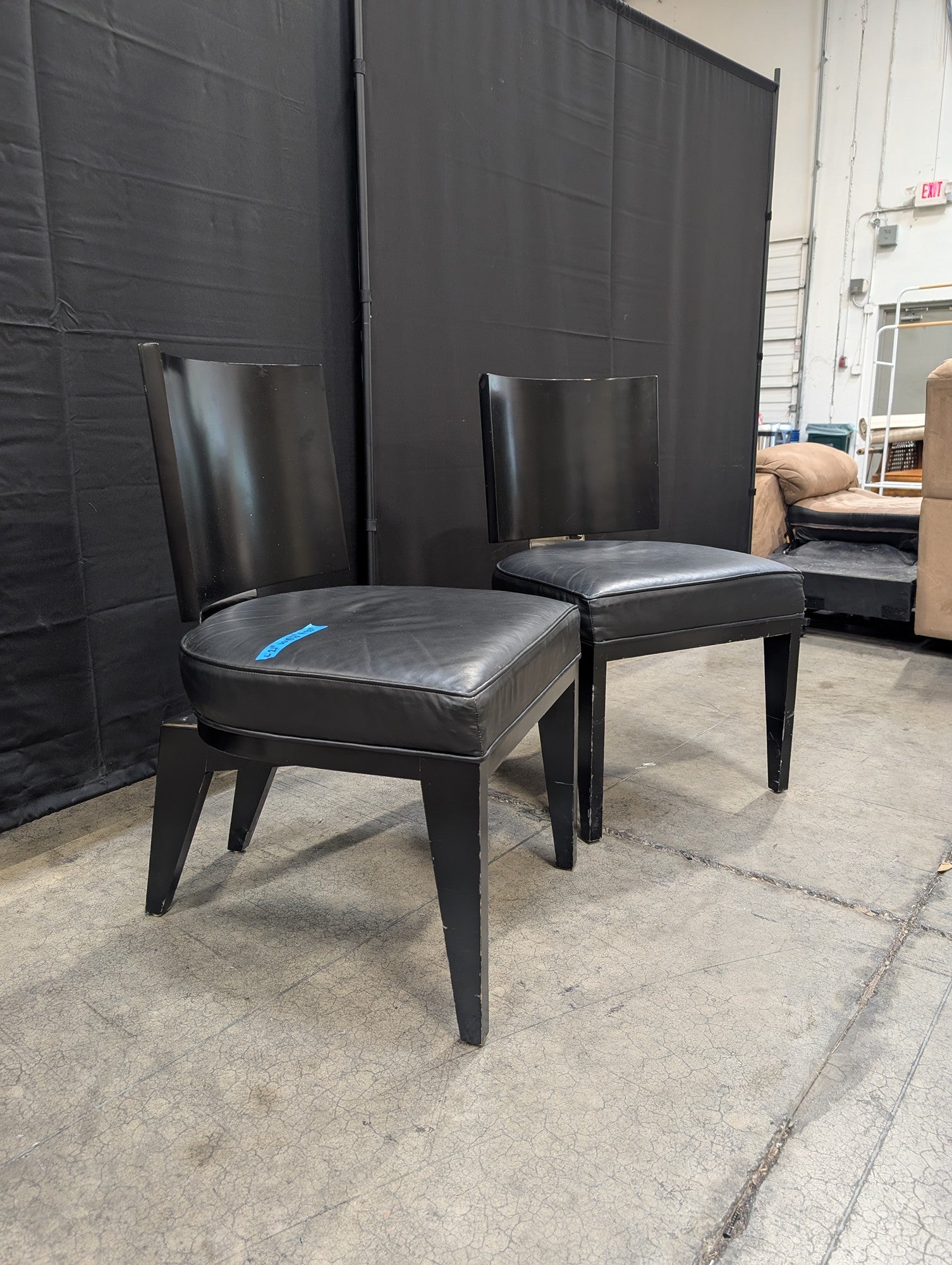 Contemporary Black Upholstered Dining Chairs Set of Two