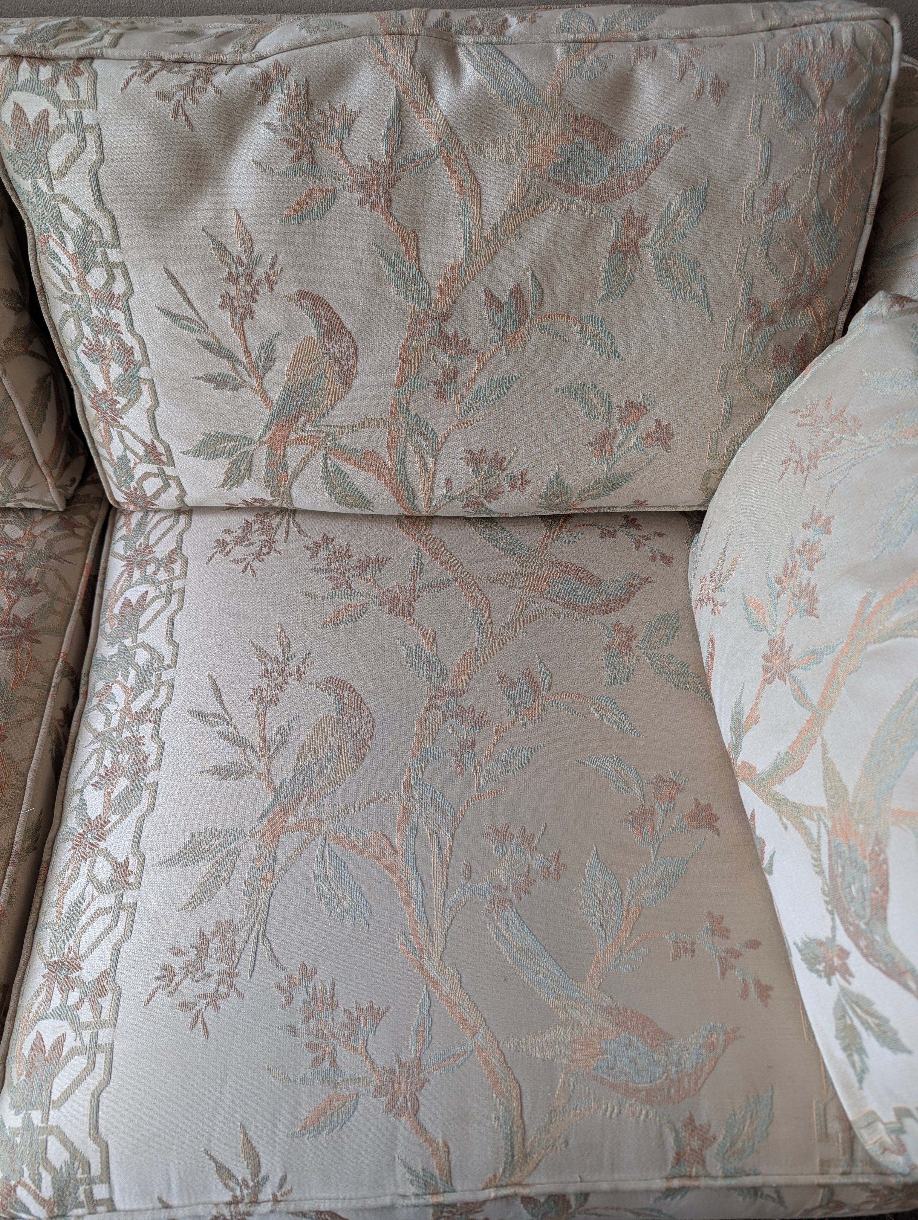 Heritage Distinctive Upholstery L-Shape Sectional Sofa, Botanical Bird Print