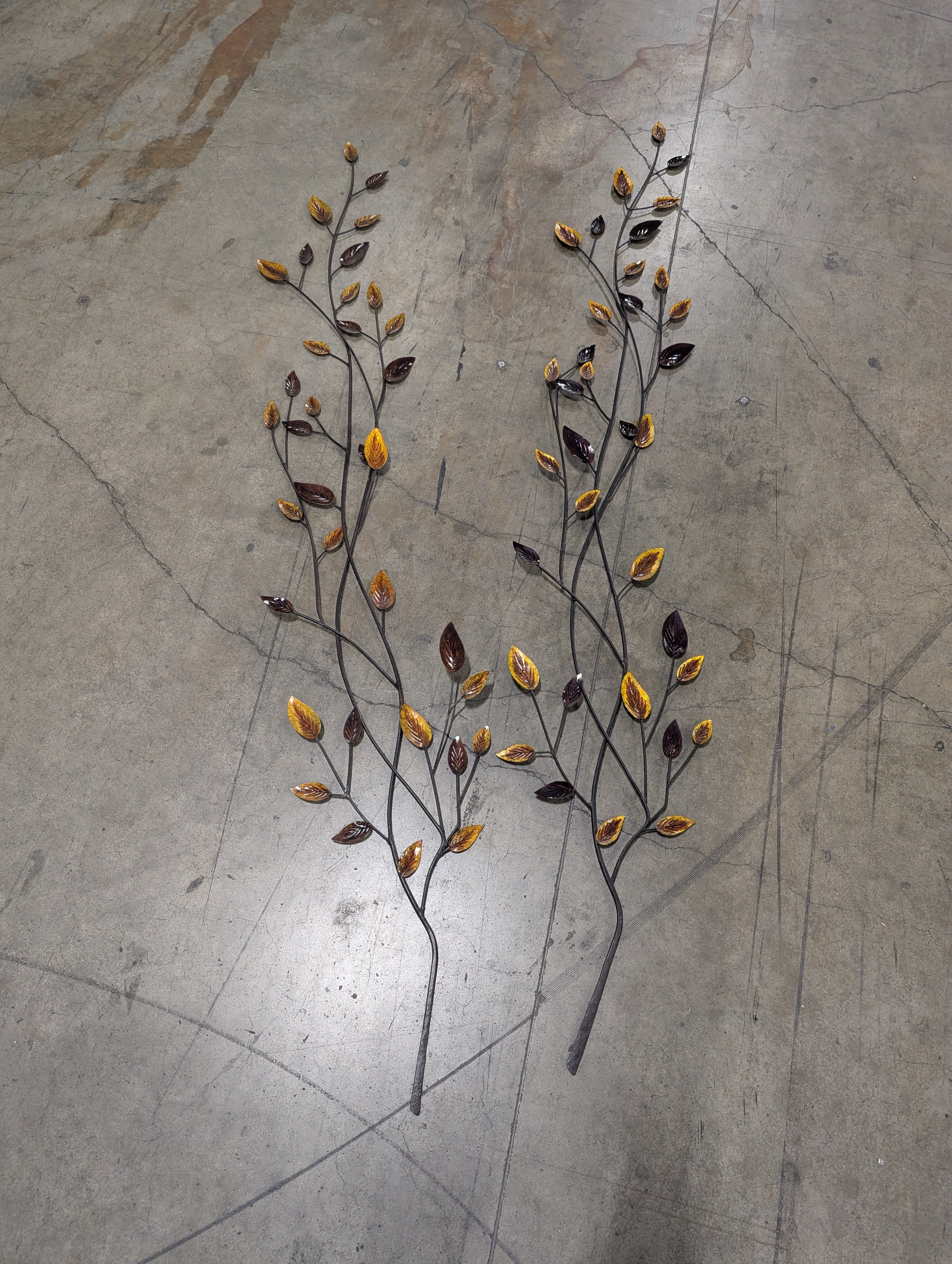 Pair of Dark Metal Botanical Vine Wall Art