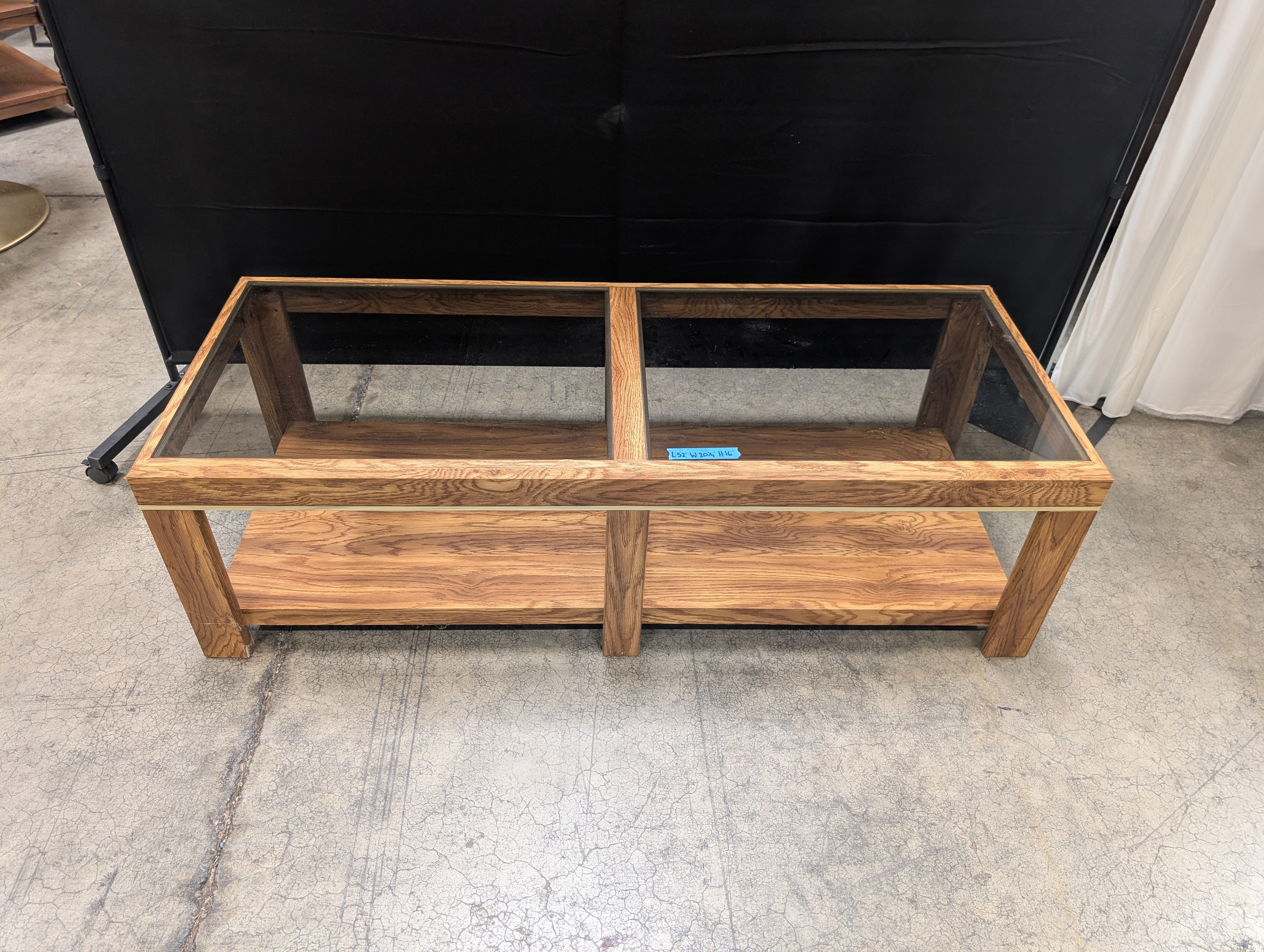 Mid-Century Rectangular Coffee Table in Wood and Glass