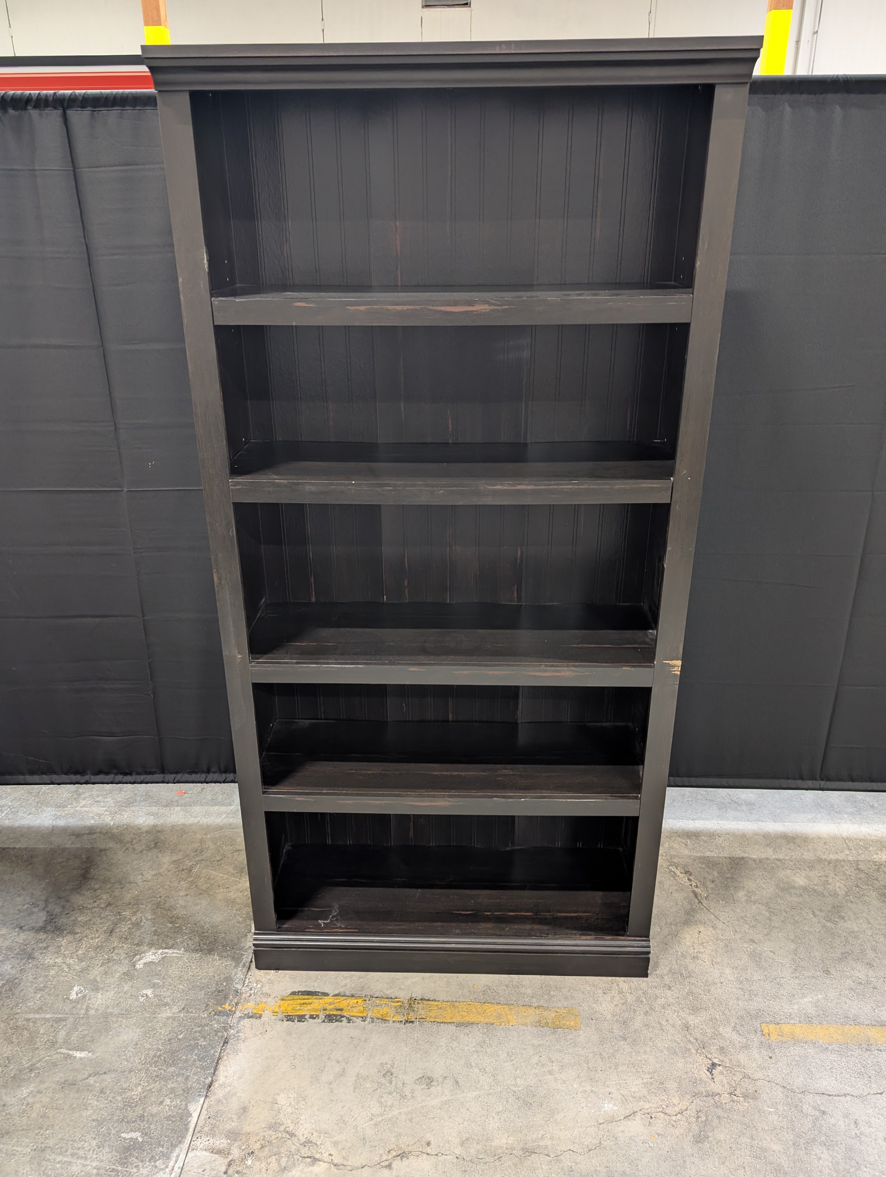 Tall Dark Wood Finish Multi-Shelf Bookcase Storage Unit