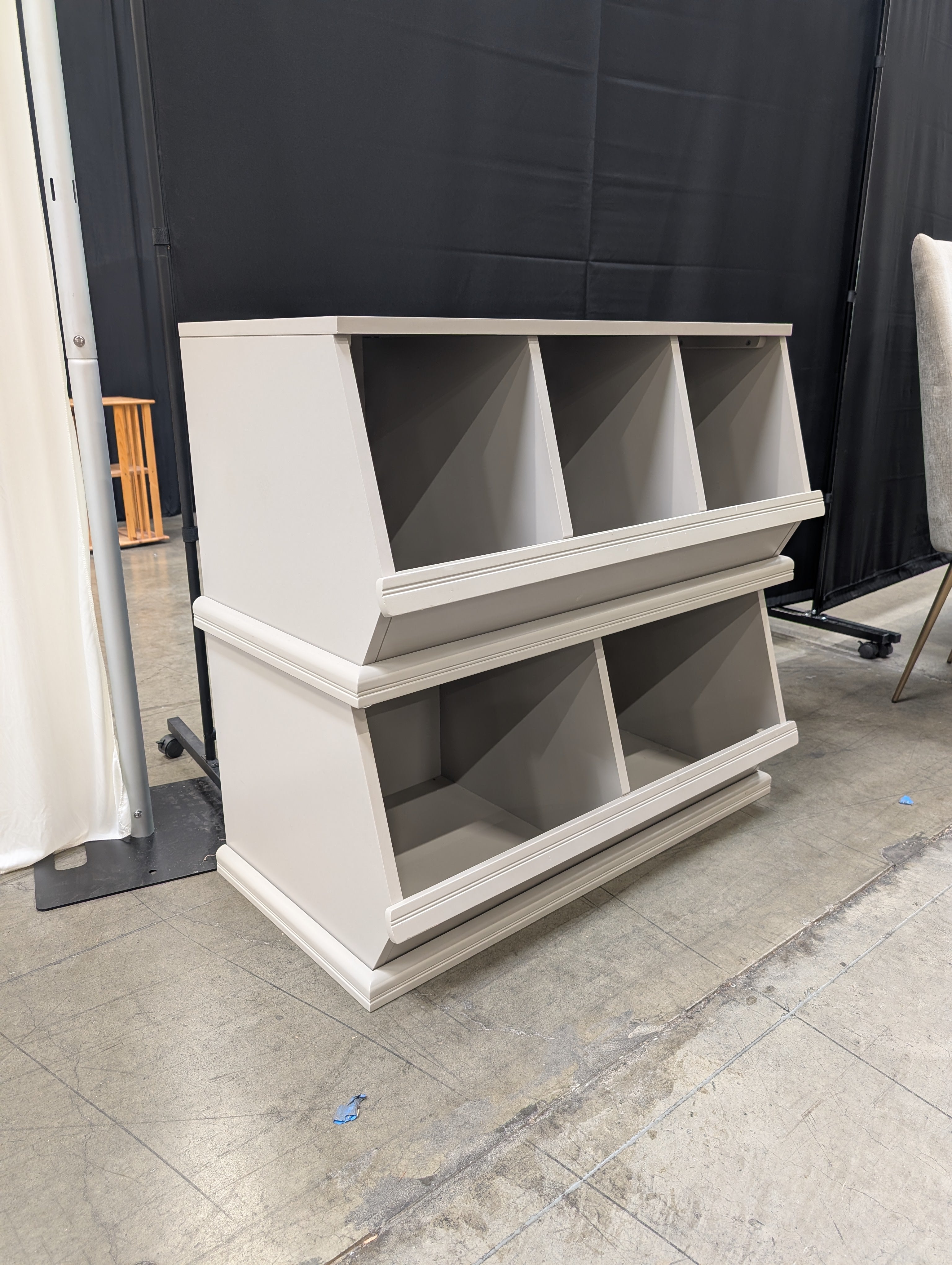 Grey Painted Wooden Cubby Bookcase