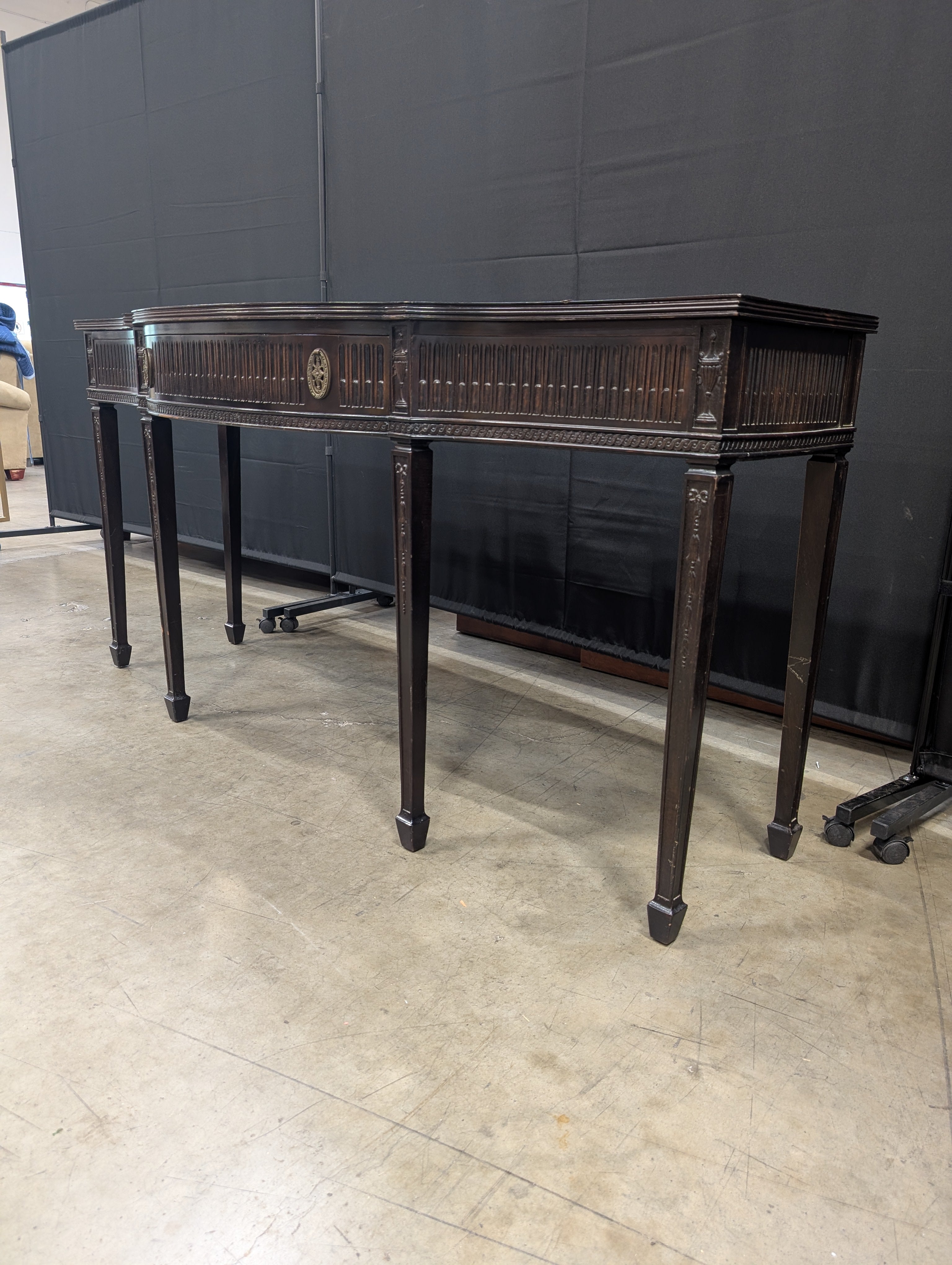 Curved Front Dark Wood Console Table