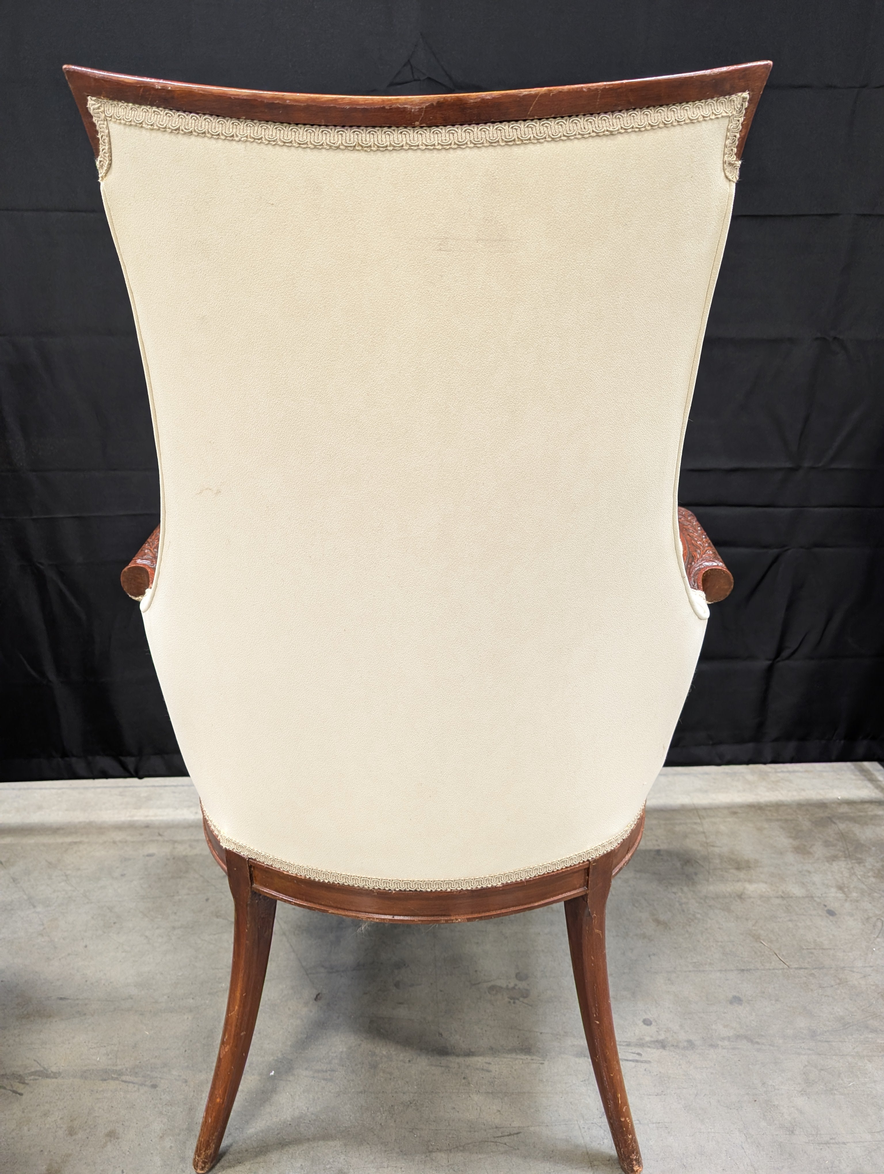 Vintage French Style Carved Wood Upholstered Side Chair