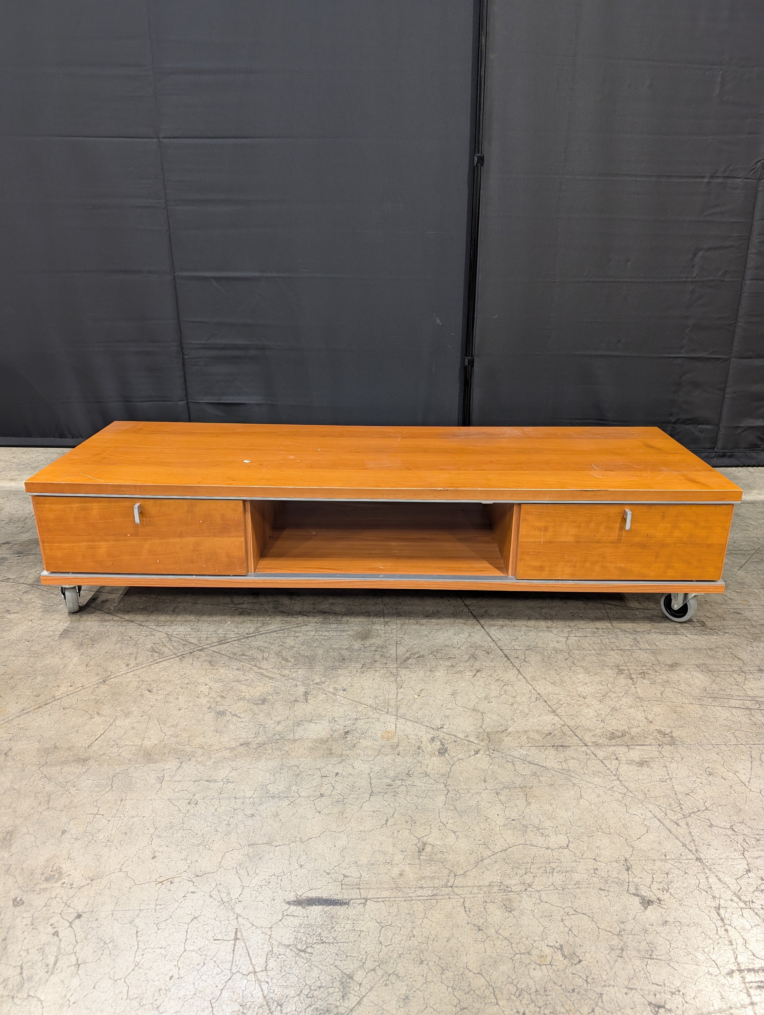 Versatile Wooden Media Console with Integrated Storage