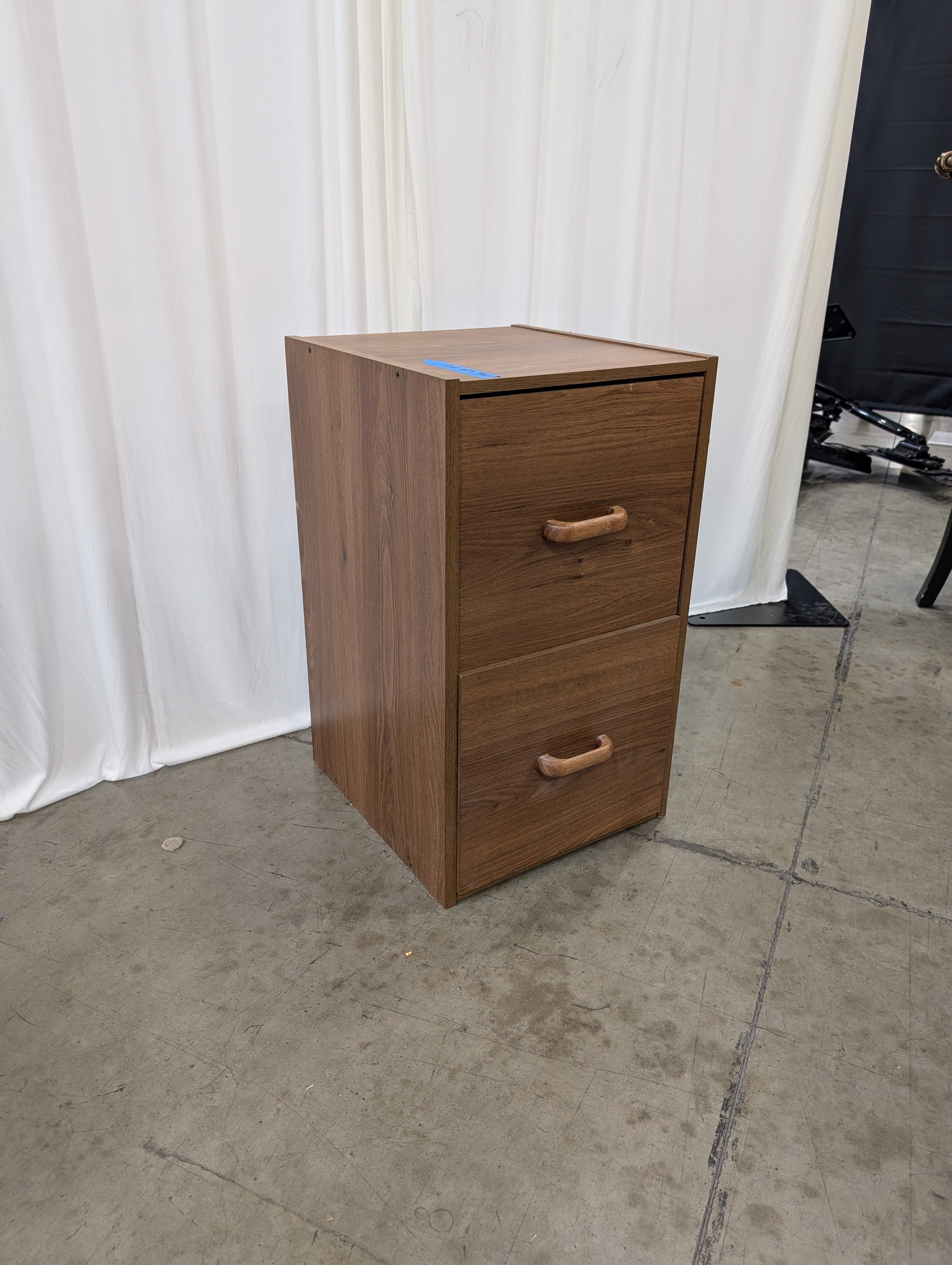 Compact Two-Drawer Wood Storage Cabinet Nightstand