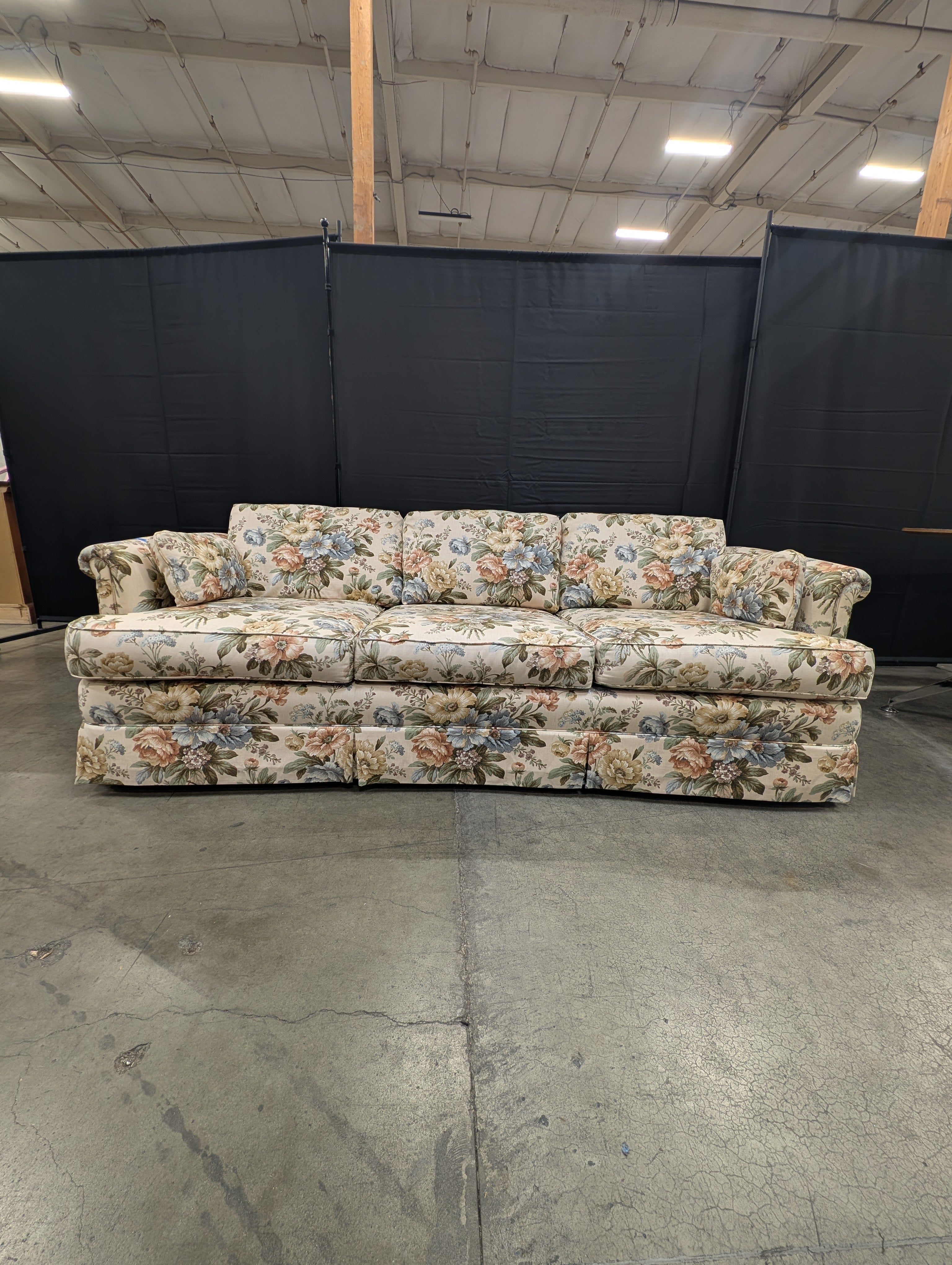 Traditional Floral Upholstered Three-Cushion Sofa