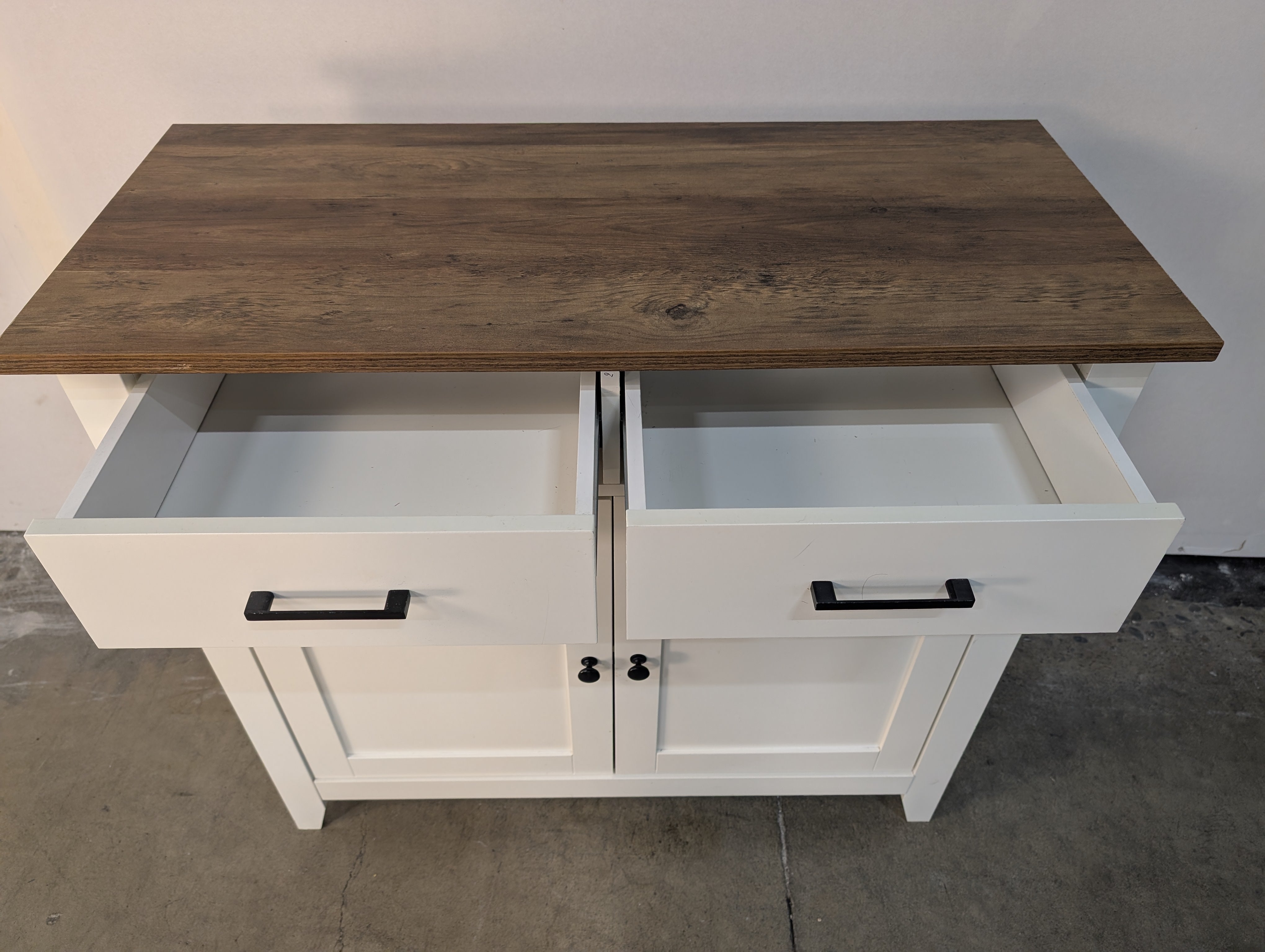 Rustic Wood Top Kitchen Island Storage Cabinet