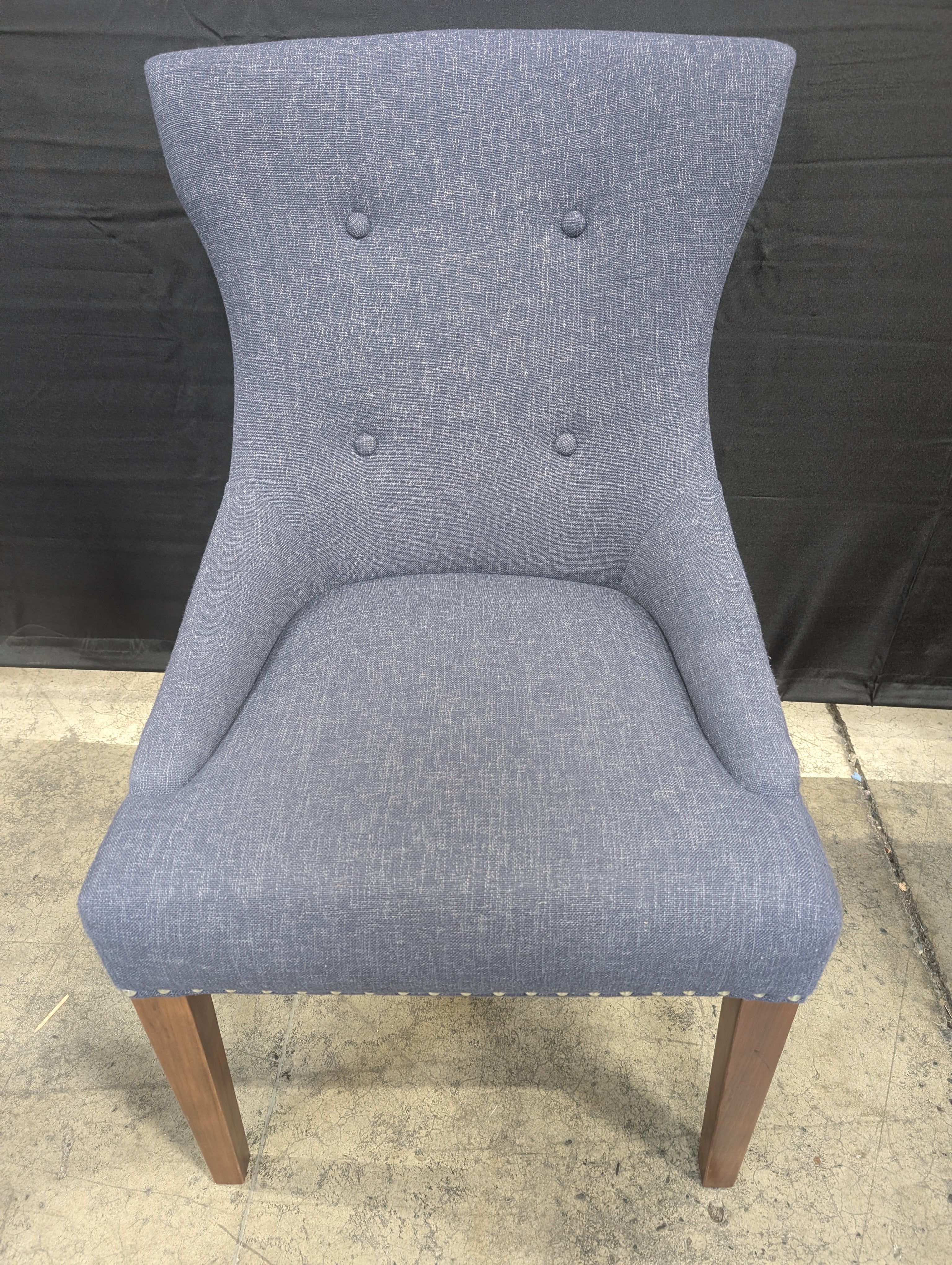 Jonathan Adler Happy Chic Navy Blue High-Back Tufted Accent Chair