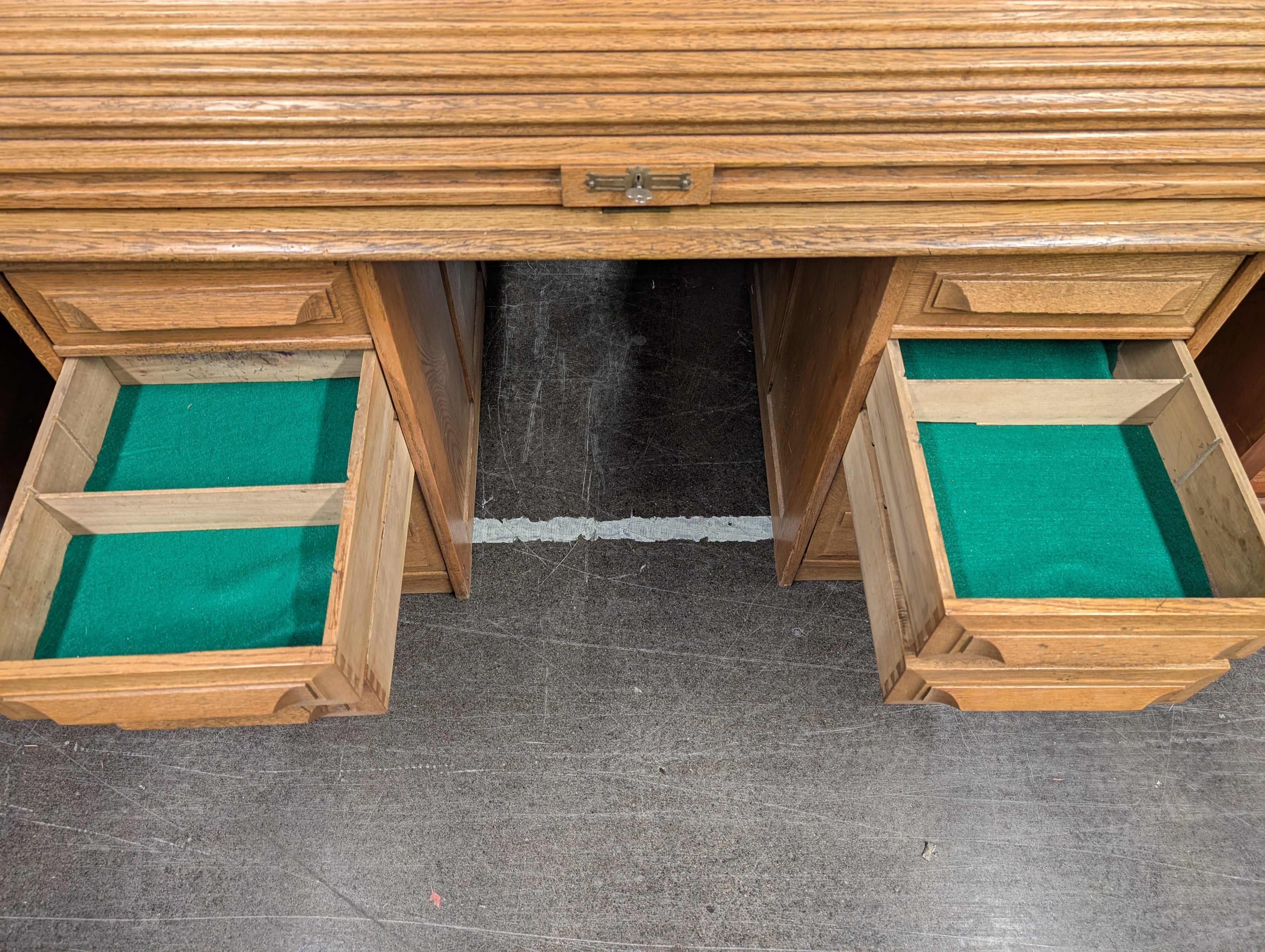 Vintage Oak Wood Roll Up Secretary Desk