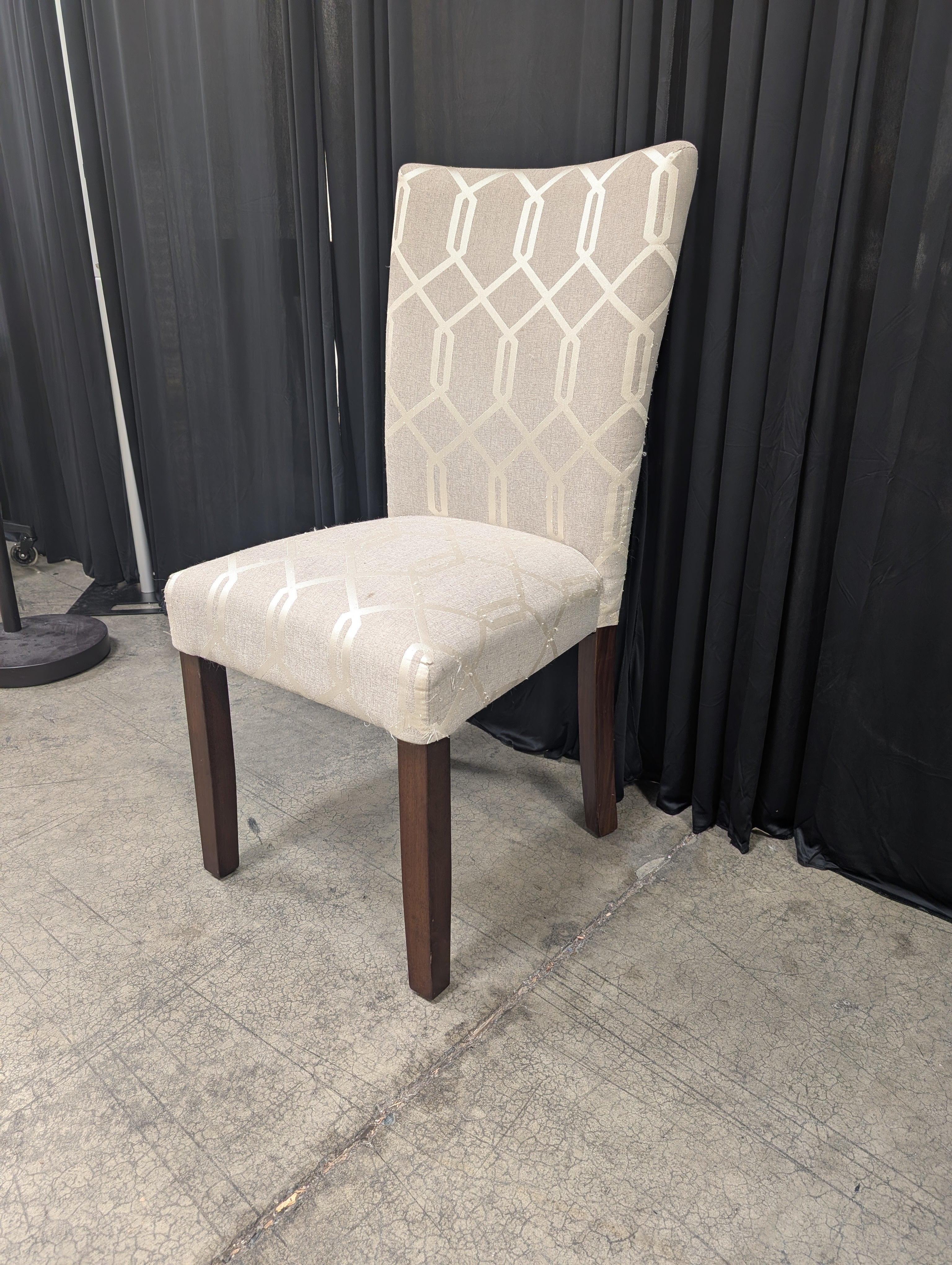 Grey Geometric Trellis Dining Chair in Fabric