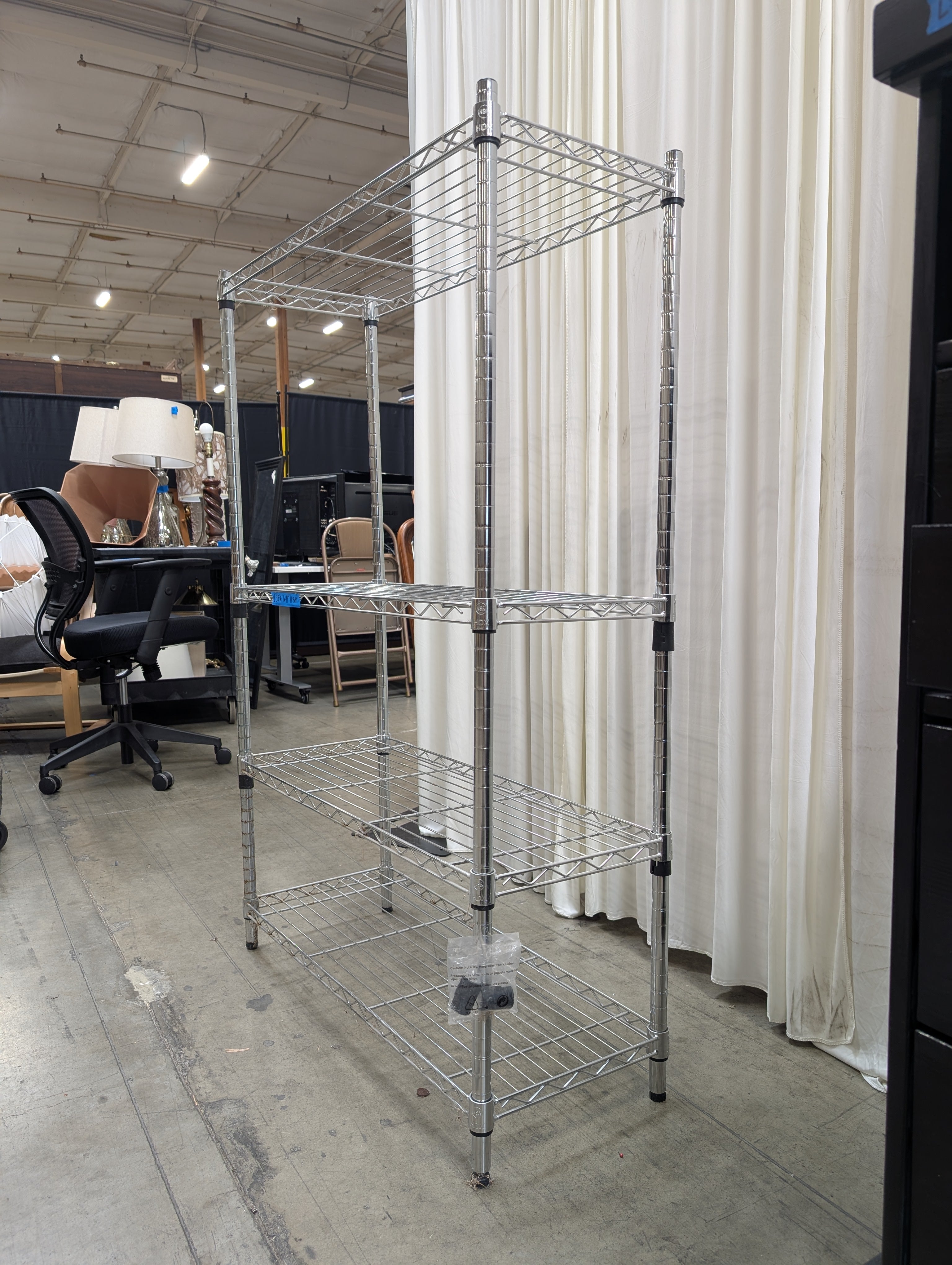 Five-Tier Steel Wire Shelving Unit in Chrome