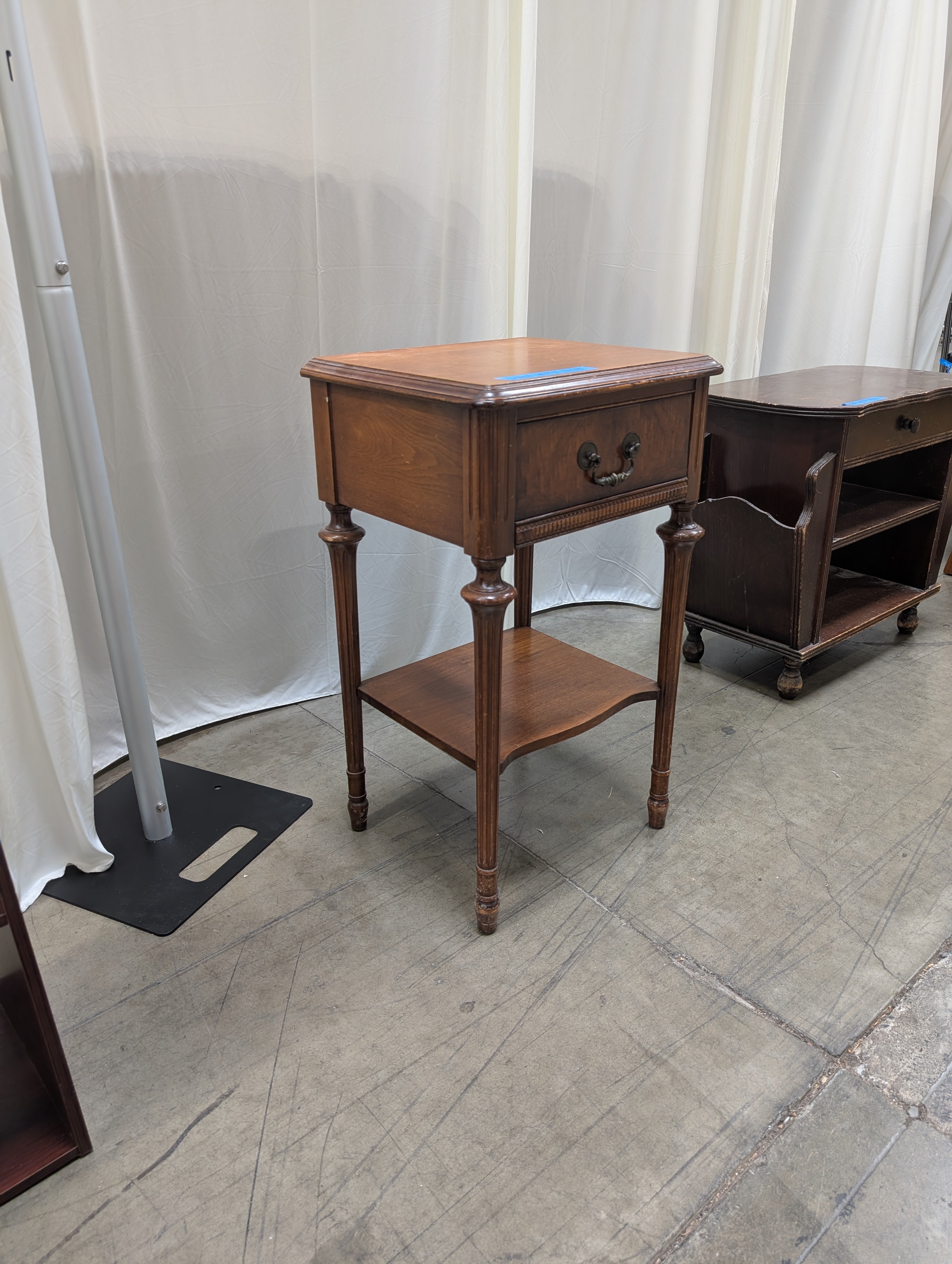 Vintage Single-Drawer Nightstand in Dark Wood