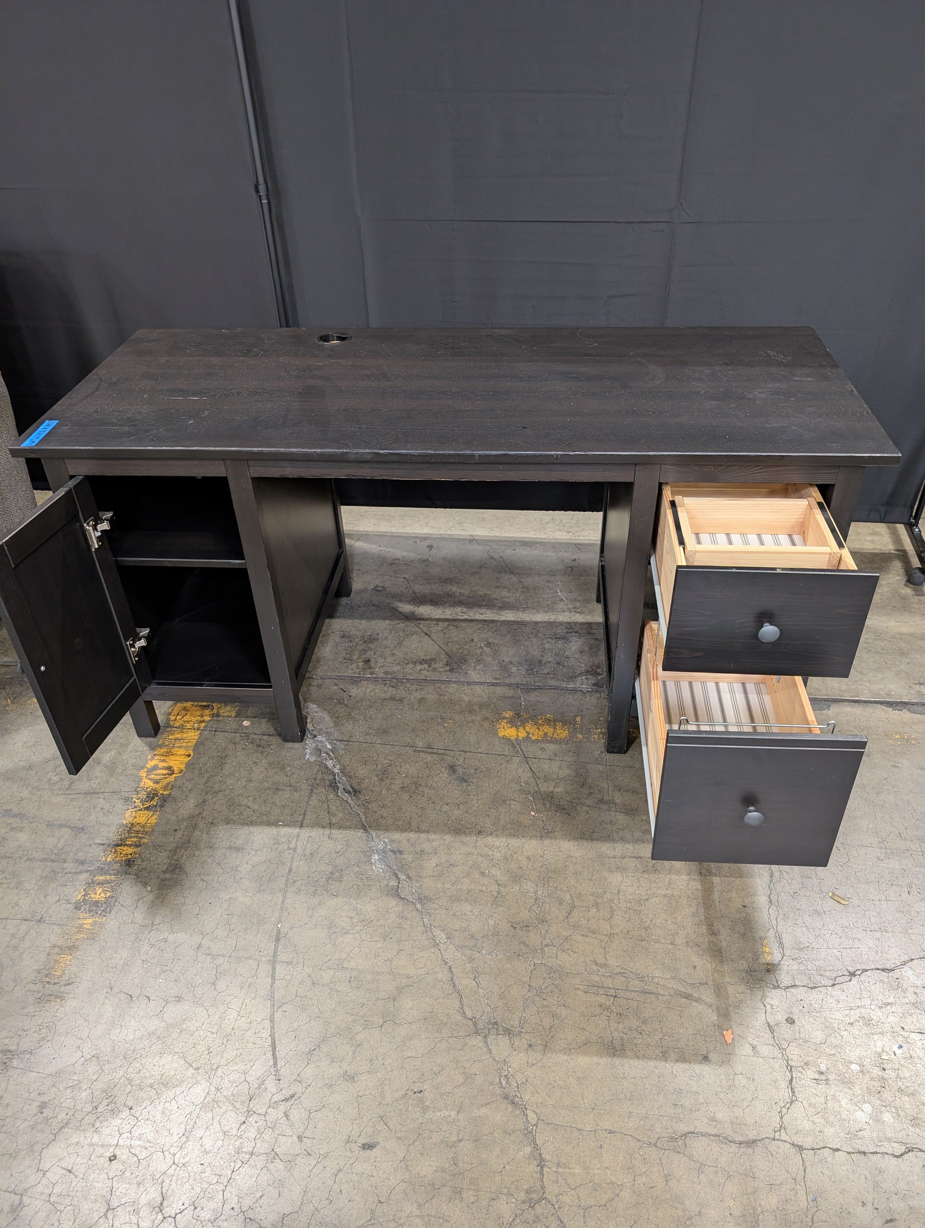 Dark Brown Home Office Desk with Storage Drawers and Cabinet