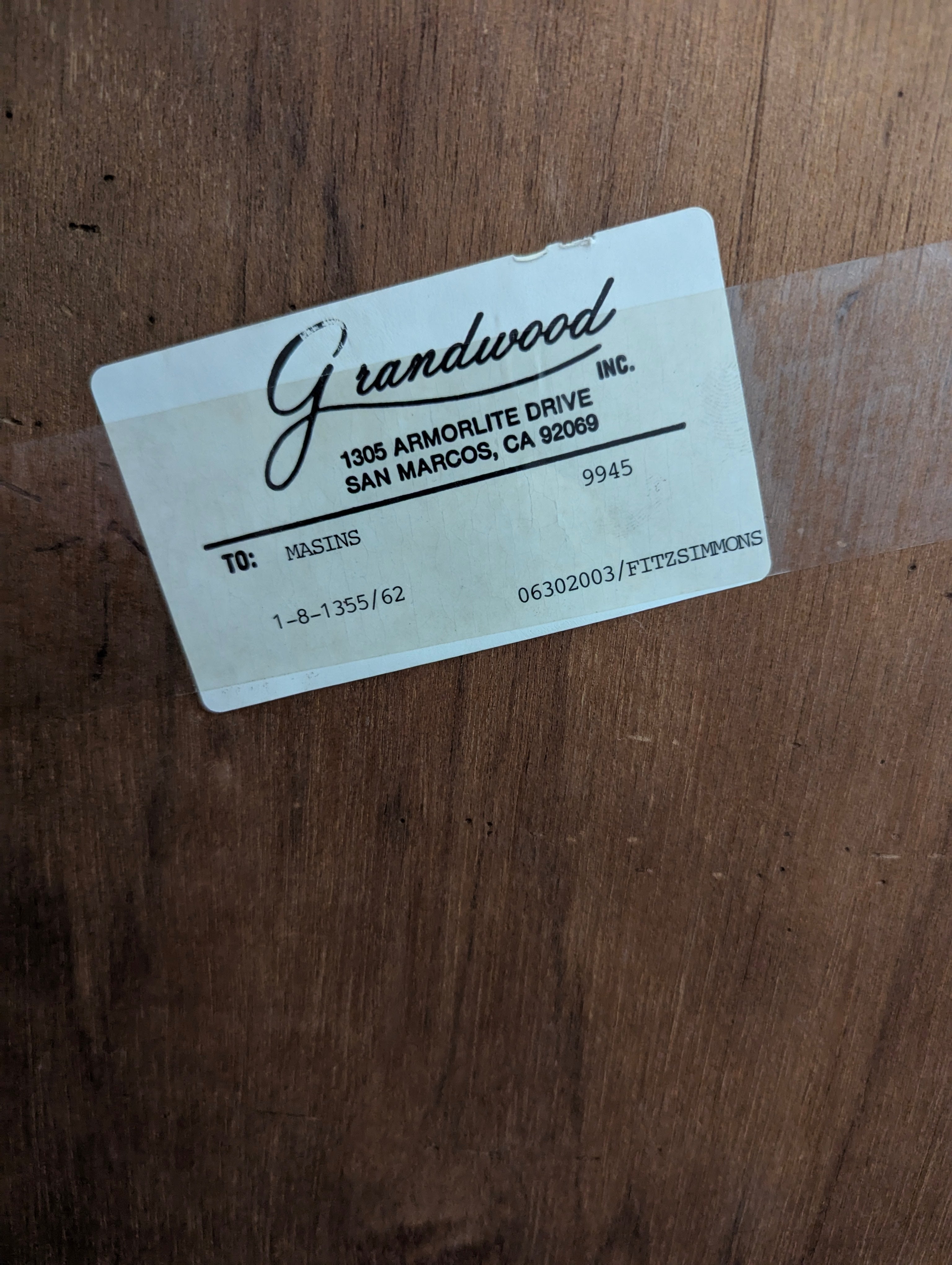 Grandwood Inc. Dark Wood Three-Door Sideboard Cabinet