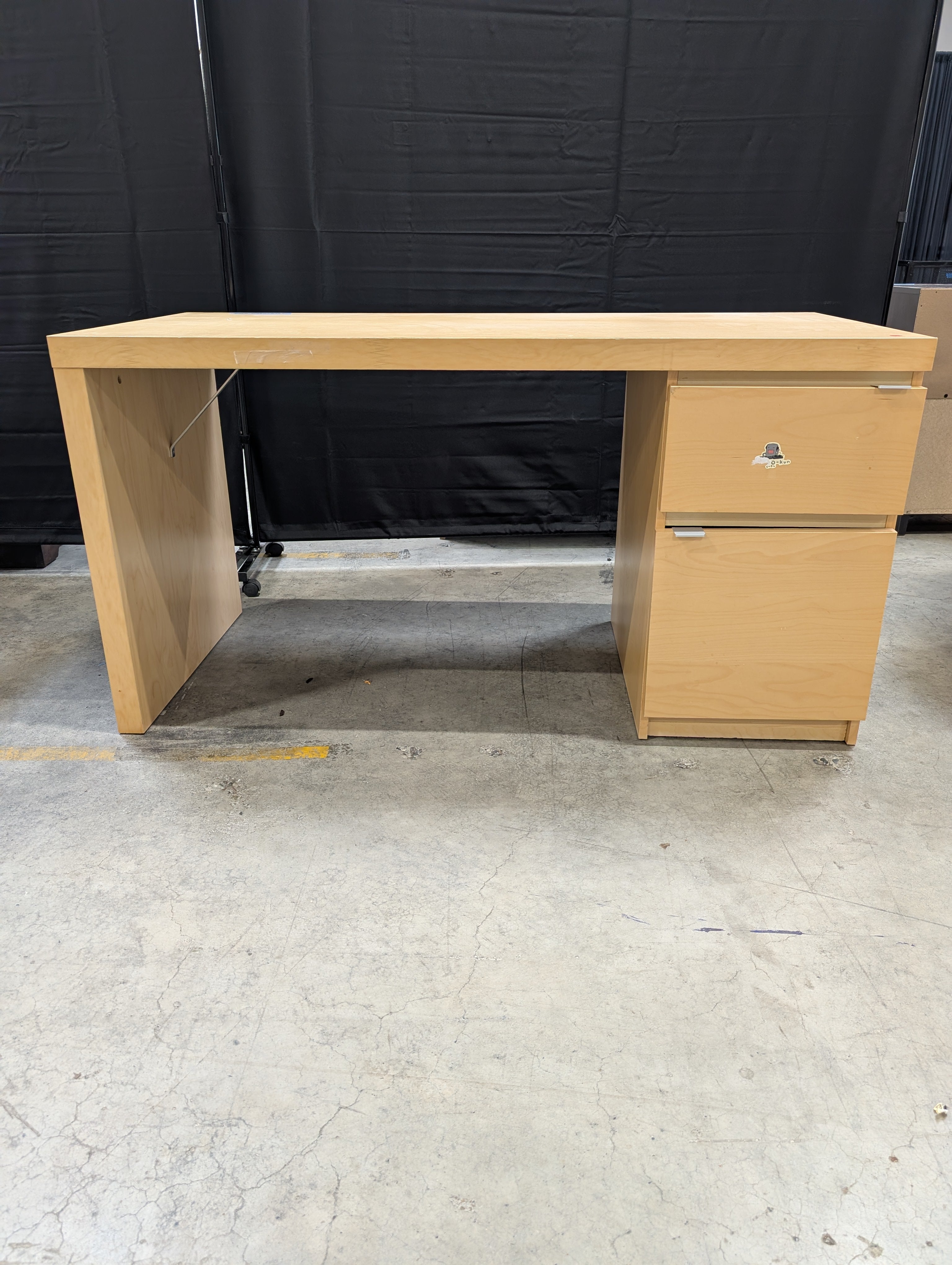 Minimalist Two-Drawer Desk in Light Wood