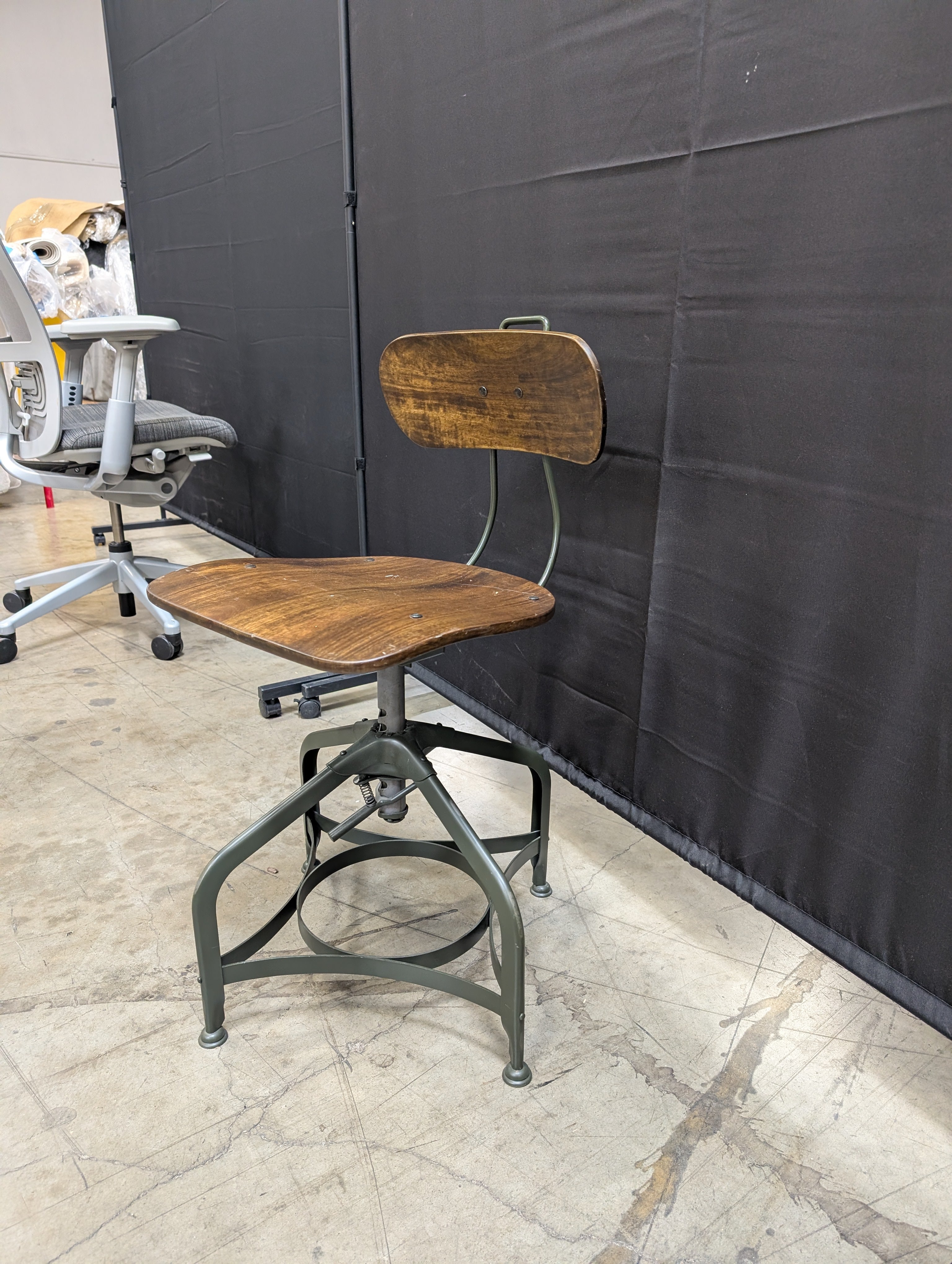 Industrial Style Wood and Metal Adjustable Stool Chair