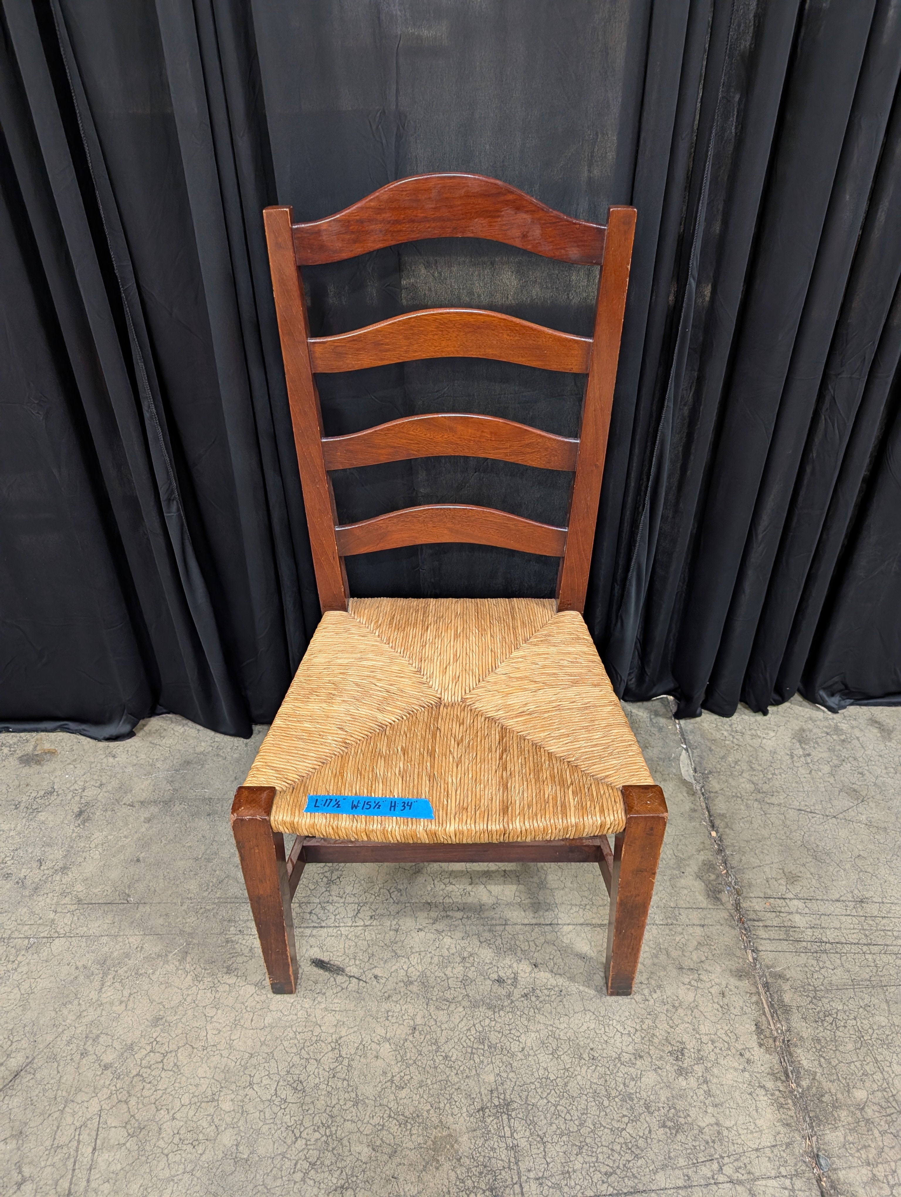 Traditional Wood Ladderback Dining Chair with Rush Seat
