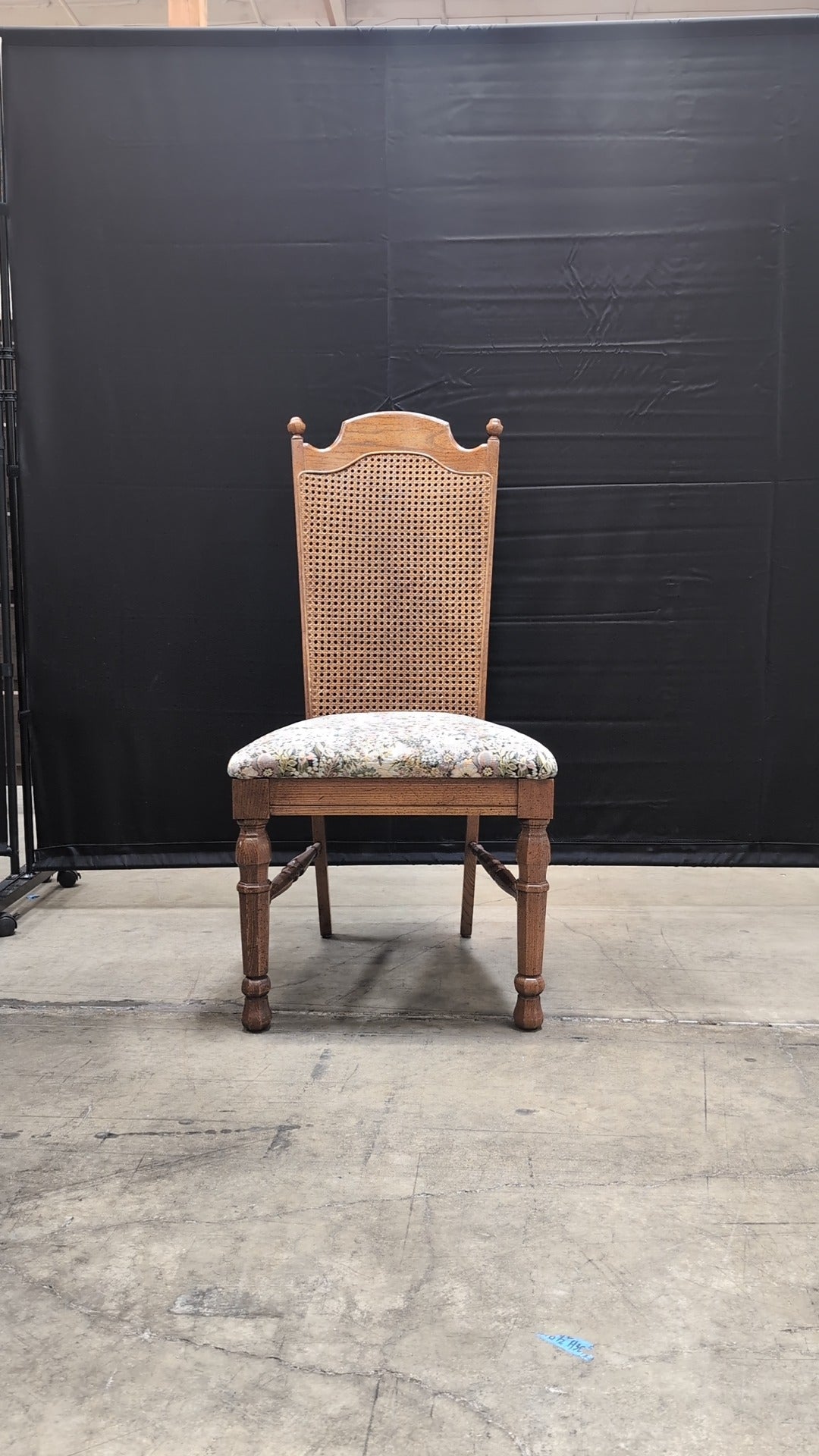 Traditional Oval Wood Dining Table with Six Cane Back Chairs