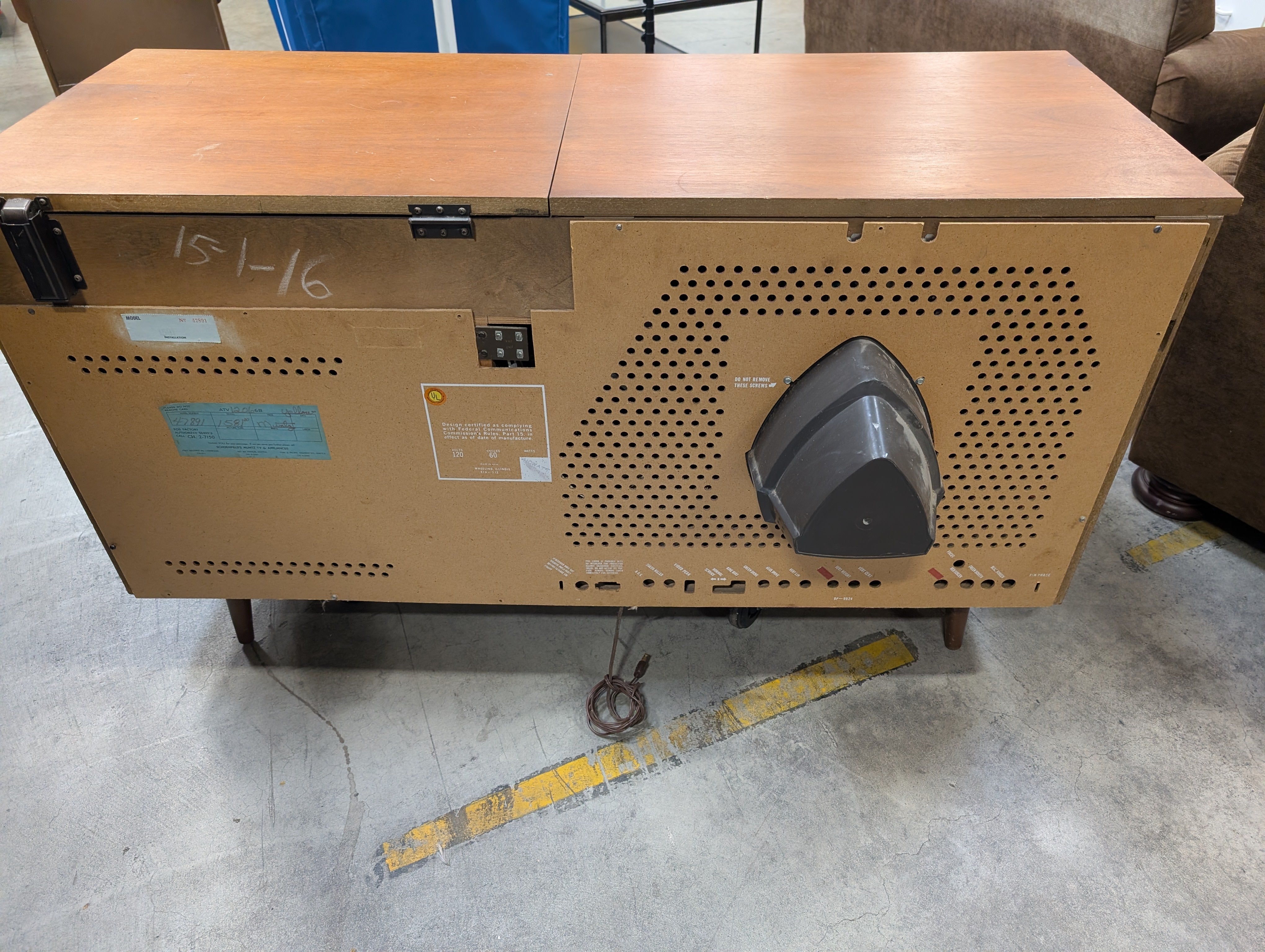 Vintage High Fidelity Wood Console Television and Record Player