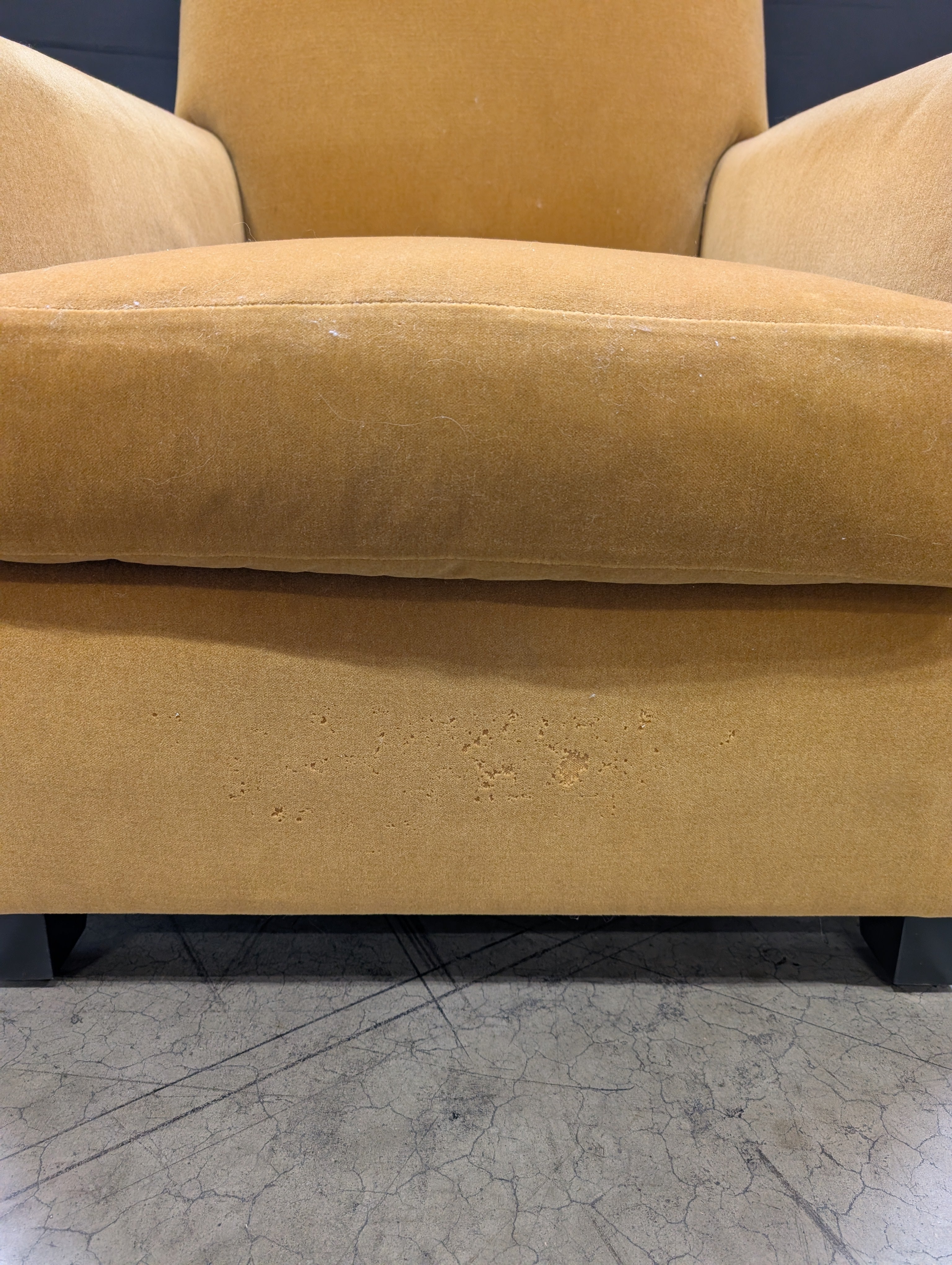 Tan Upholstered Armchair with Square Arms