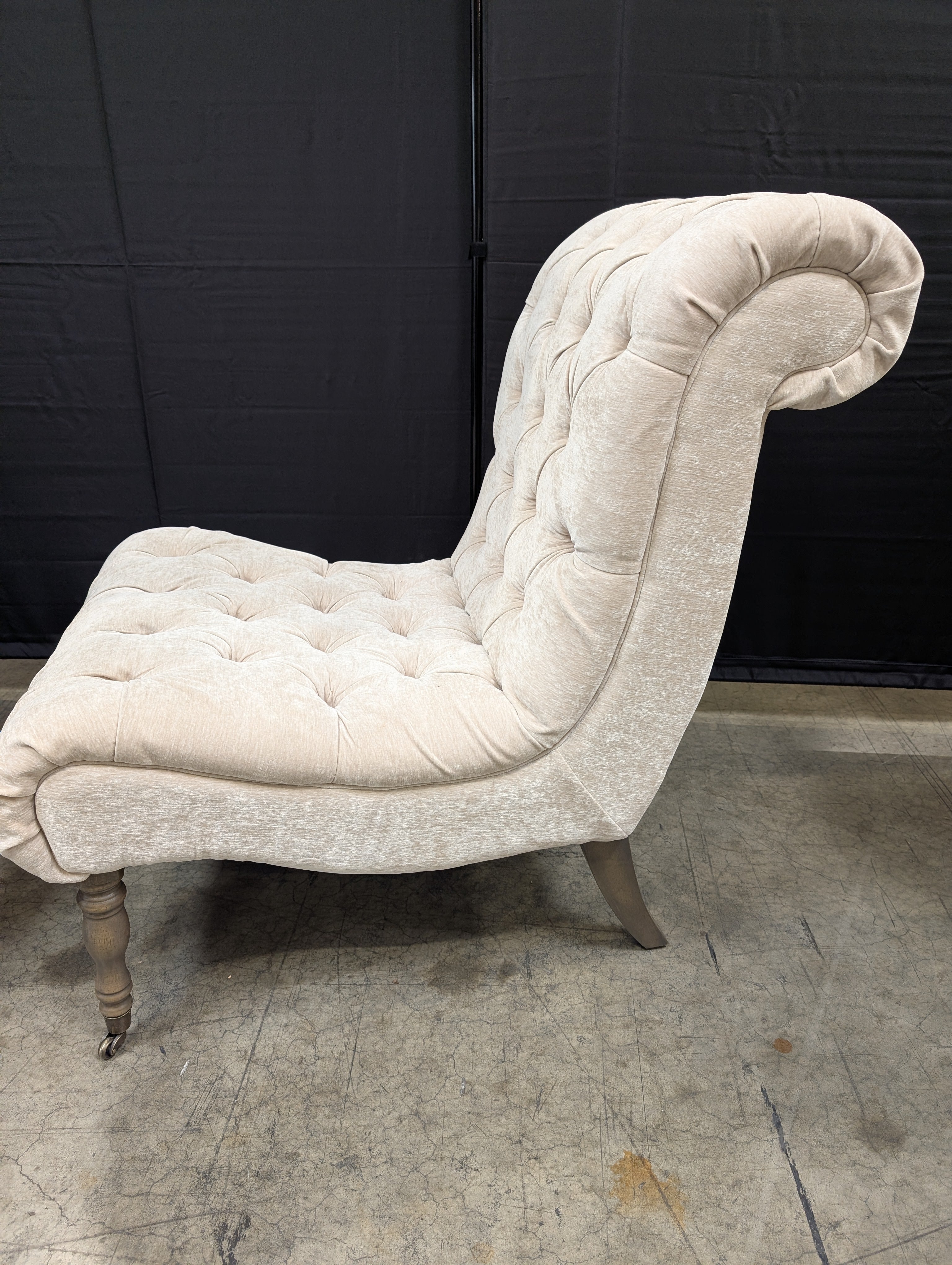 Neutral Tufted Upholstered Armless Accent Chair