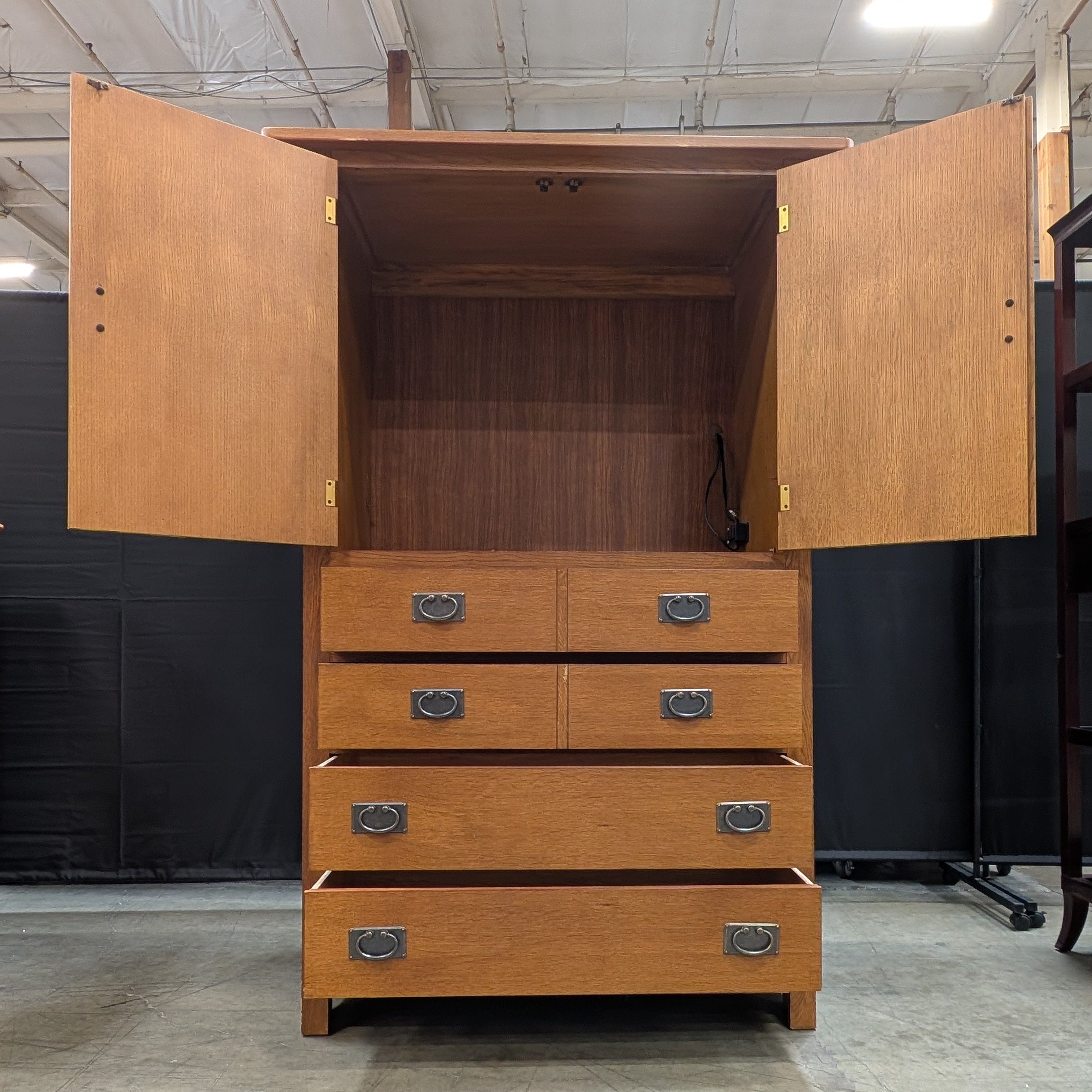 Hooker Furniture Craftsman Oak TV Armoire with Multiple Drawers