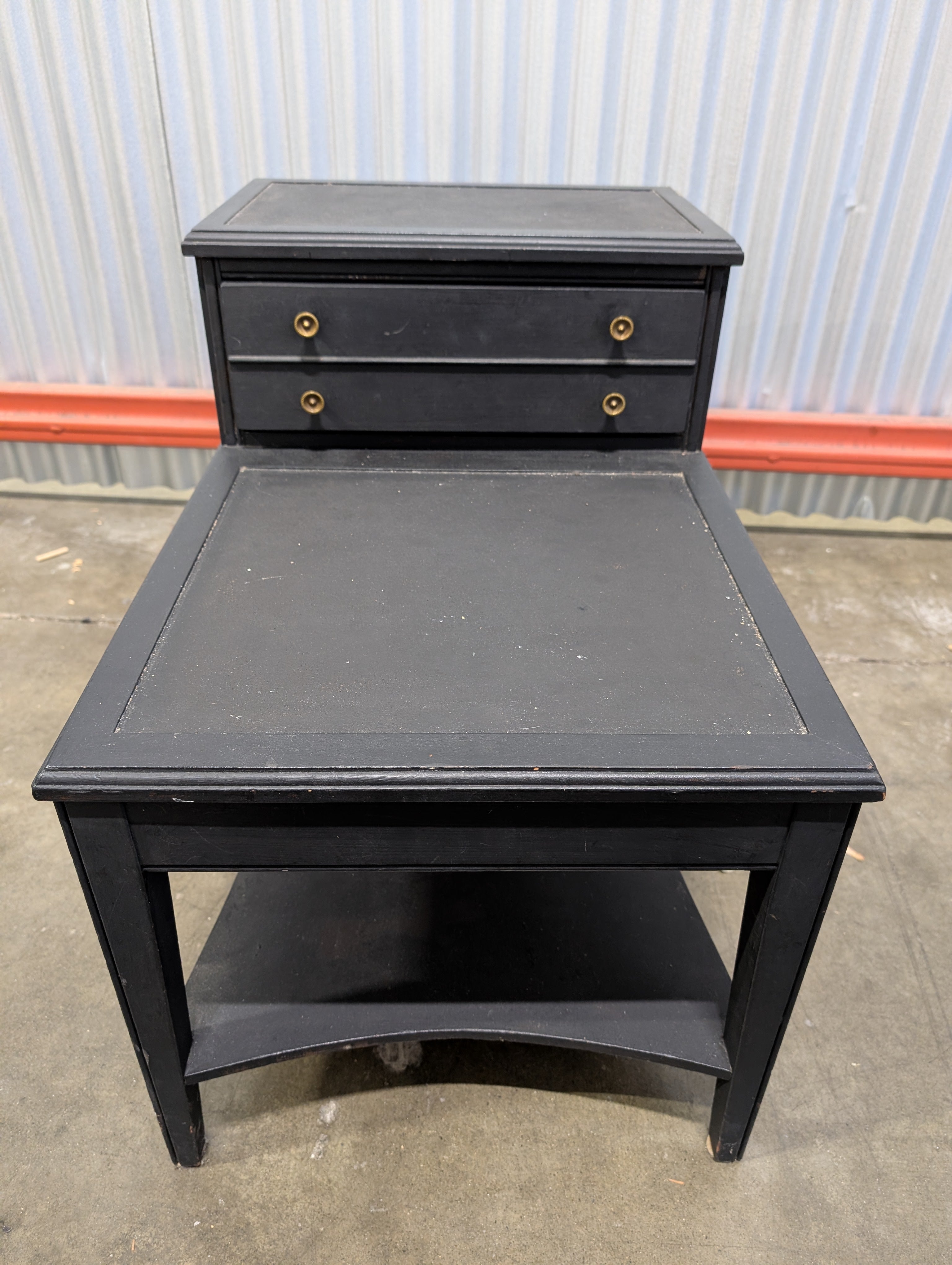 Stylish Grey End Table with Glass Top