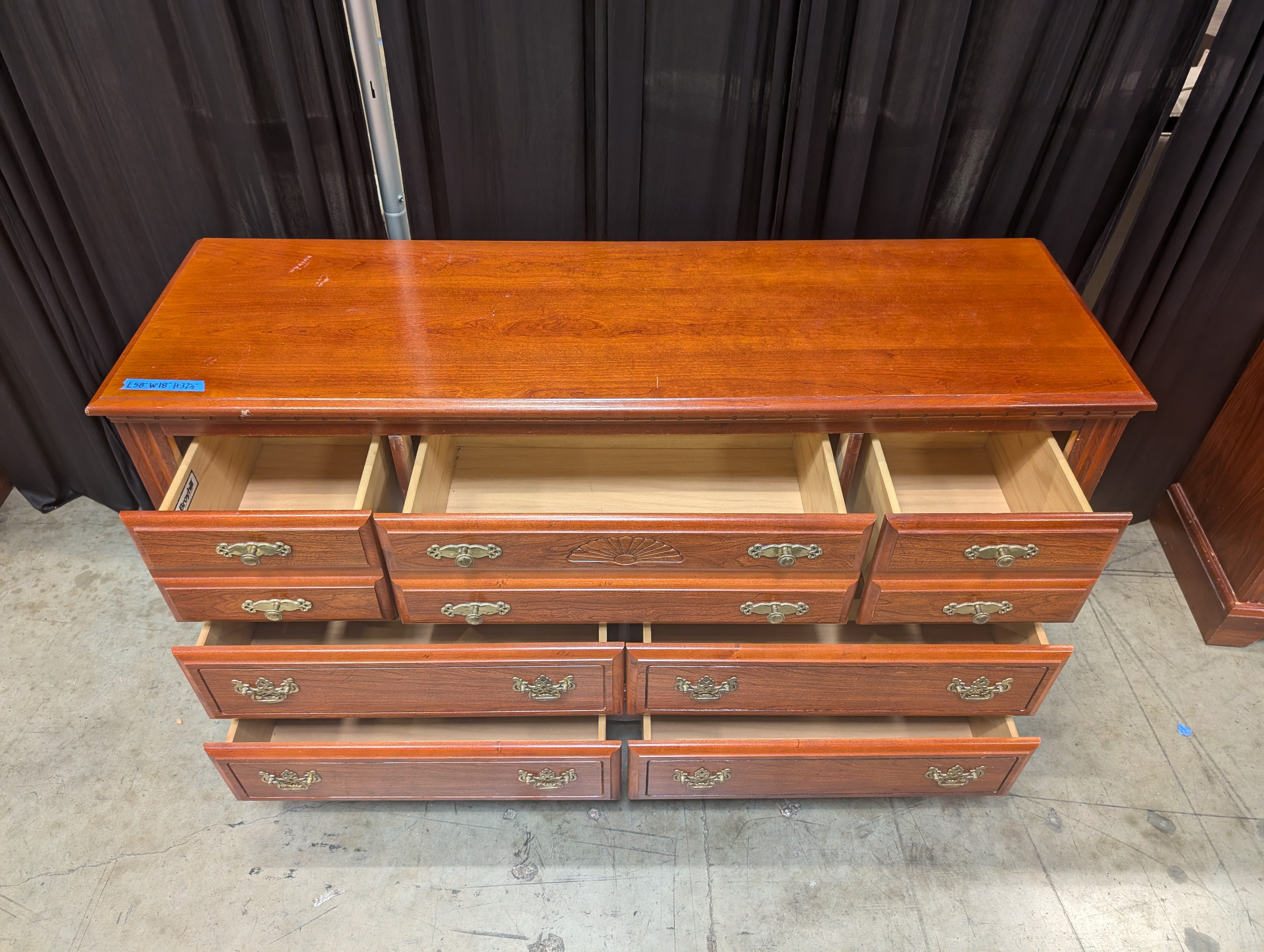 Traditional Broyhill Cherry Wood Dresser with Brass Hardware