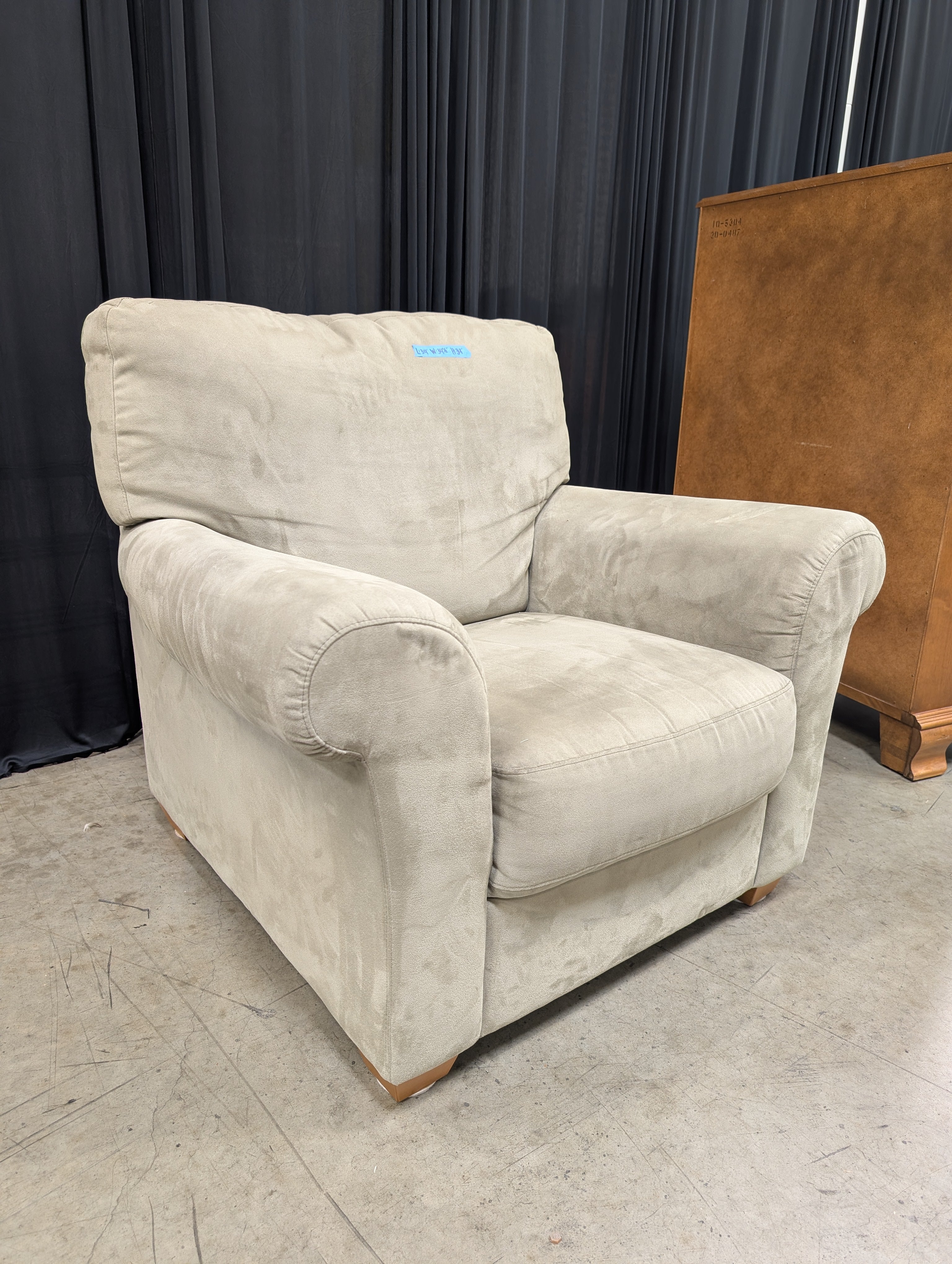 Grey Microfiber Rolled Arm Armchair
