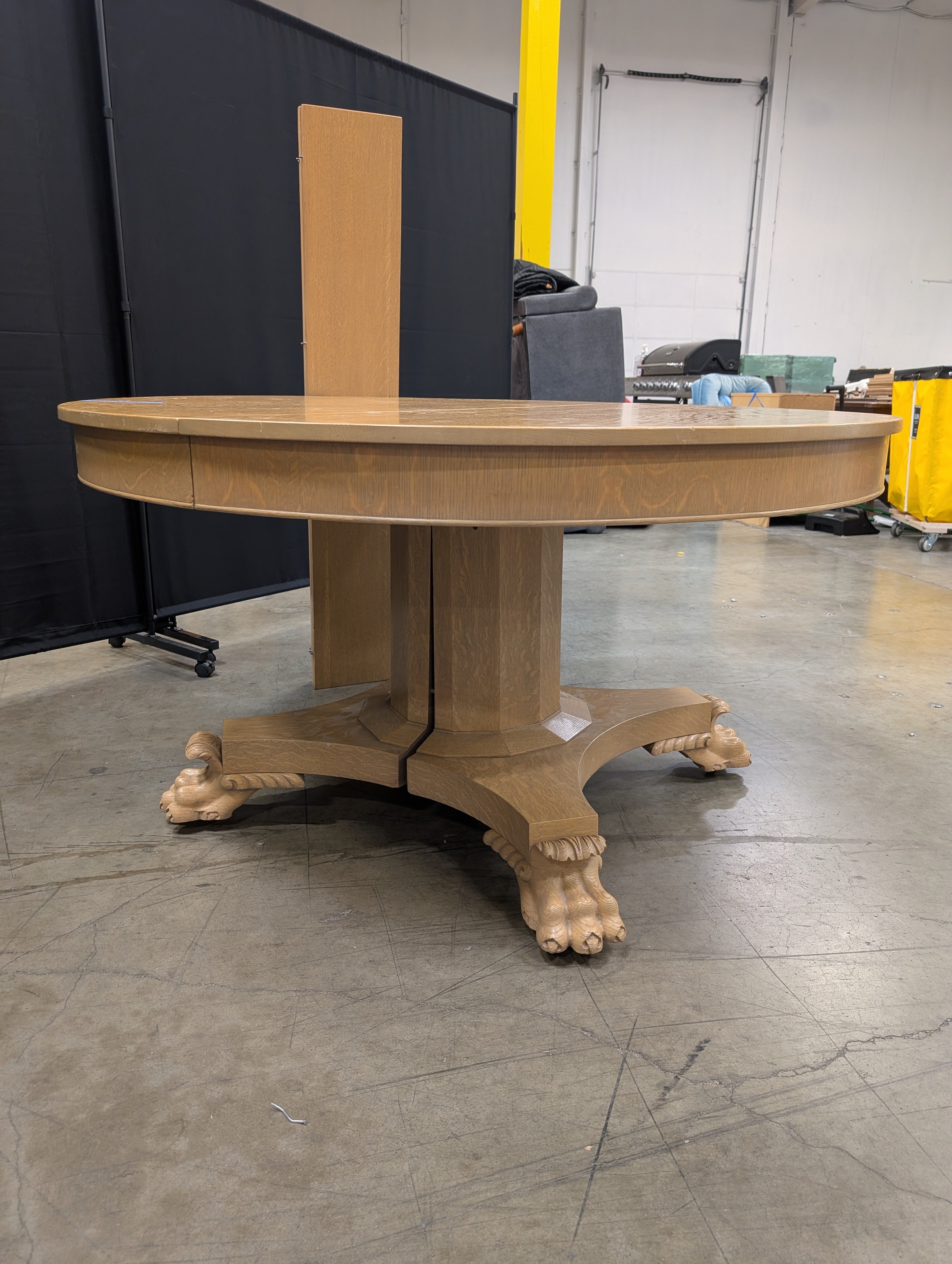 Extendable Oval Wood Dining Table with Pedestal Base