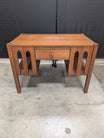 Vintage Dark Stained Wood Writing Desk with Arched Side Panels