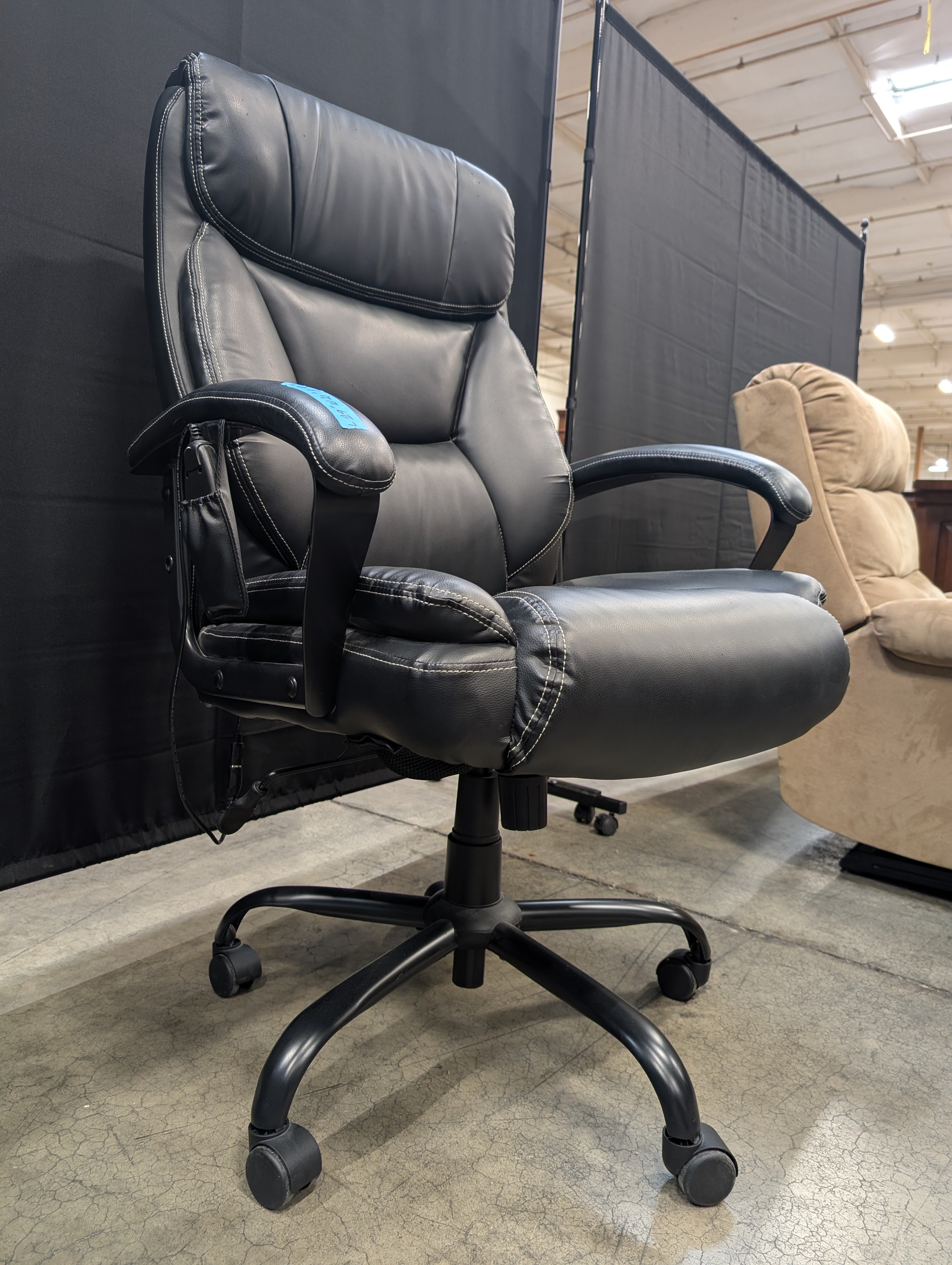 Black Padded Executive Style Office Chair with Rolling Base