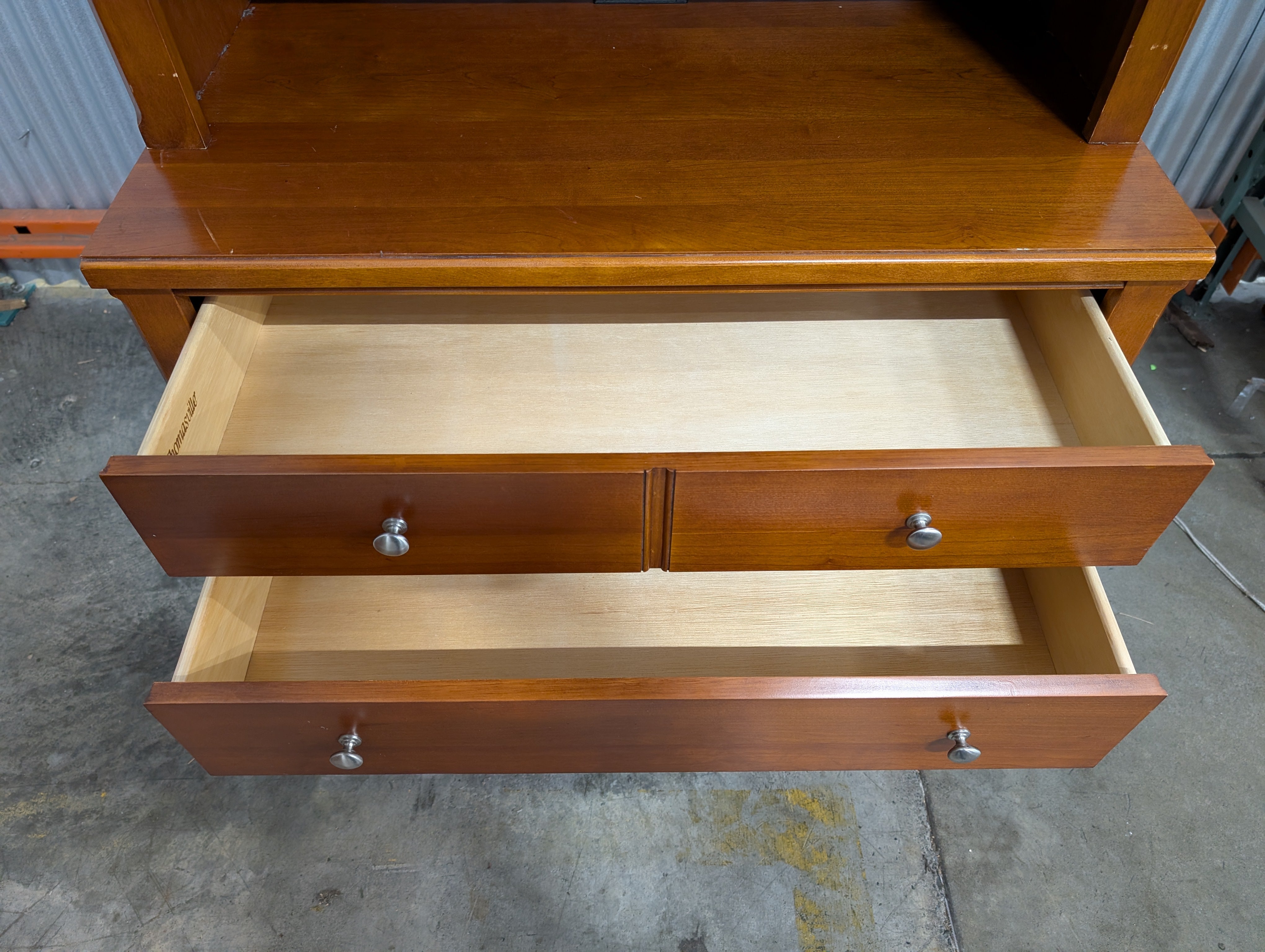 Thomasville Classic Wooden Bookcase Hutch with Four-Drawer Base