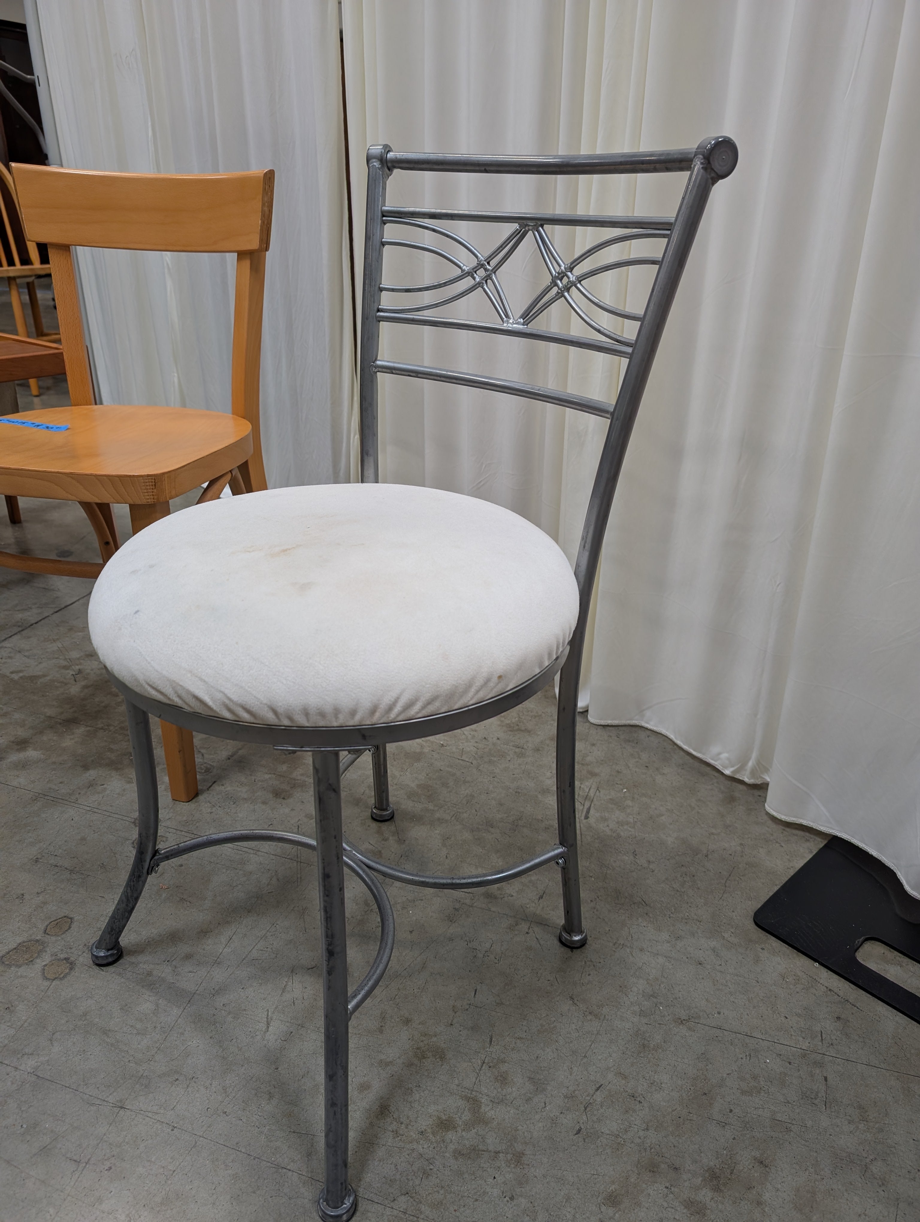 Contemporary Metal Frame Accent Stool with Padded Seat