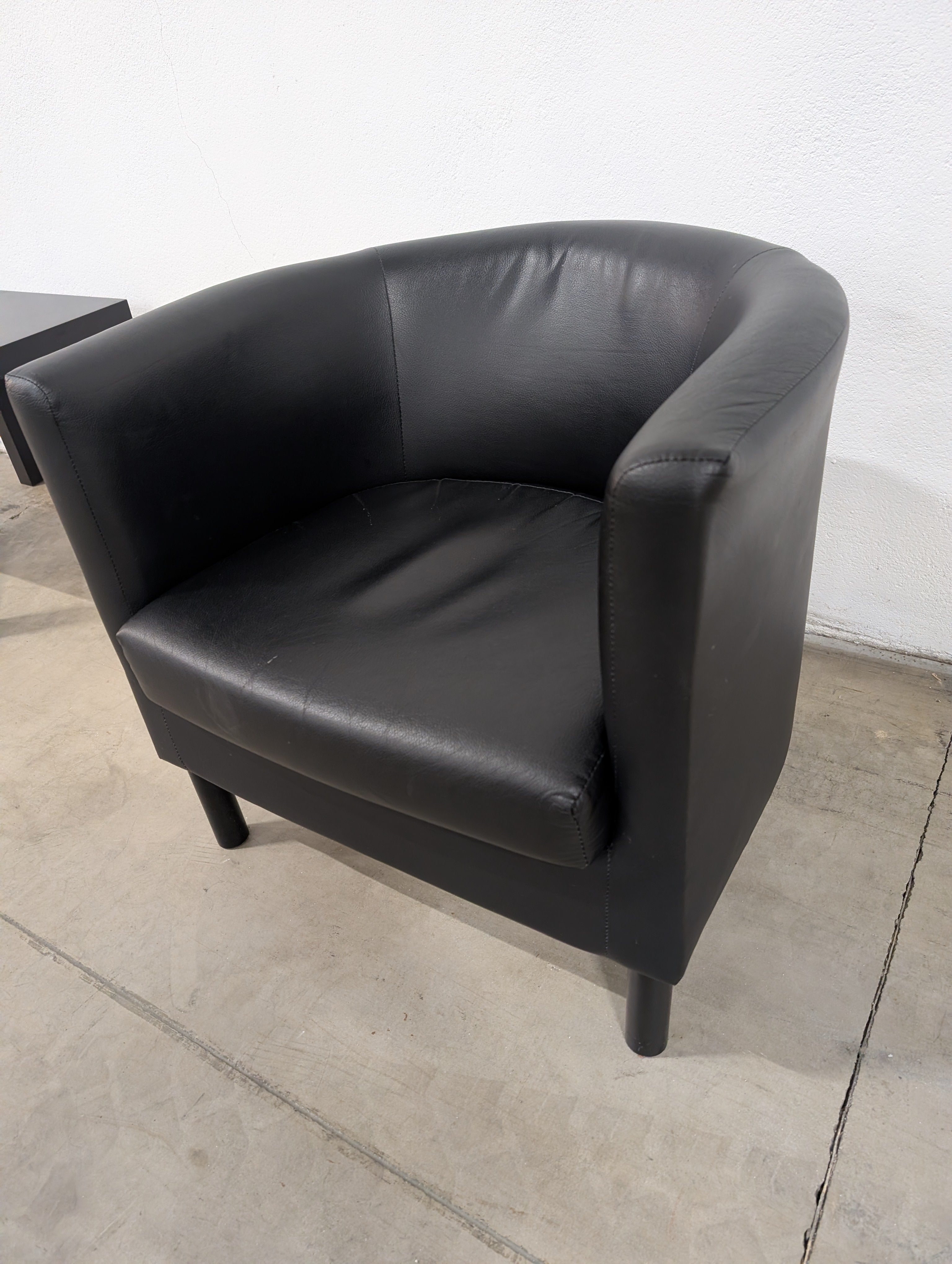 Modern Black Leather Club Accent Chair