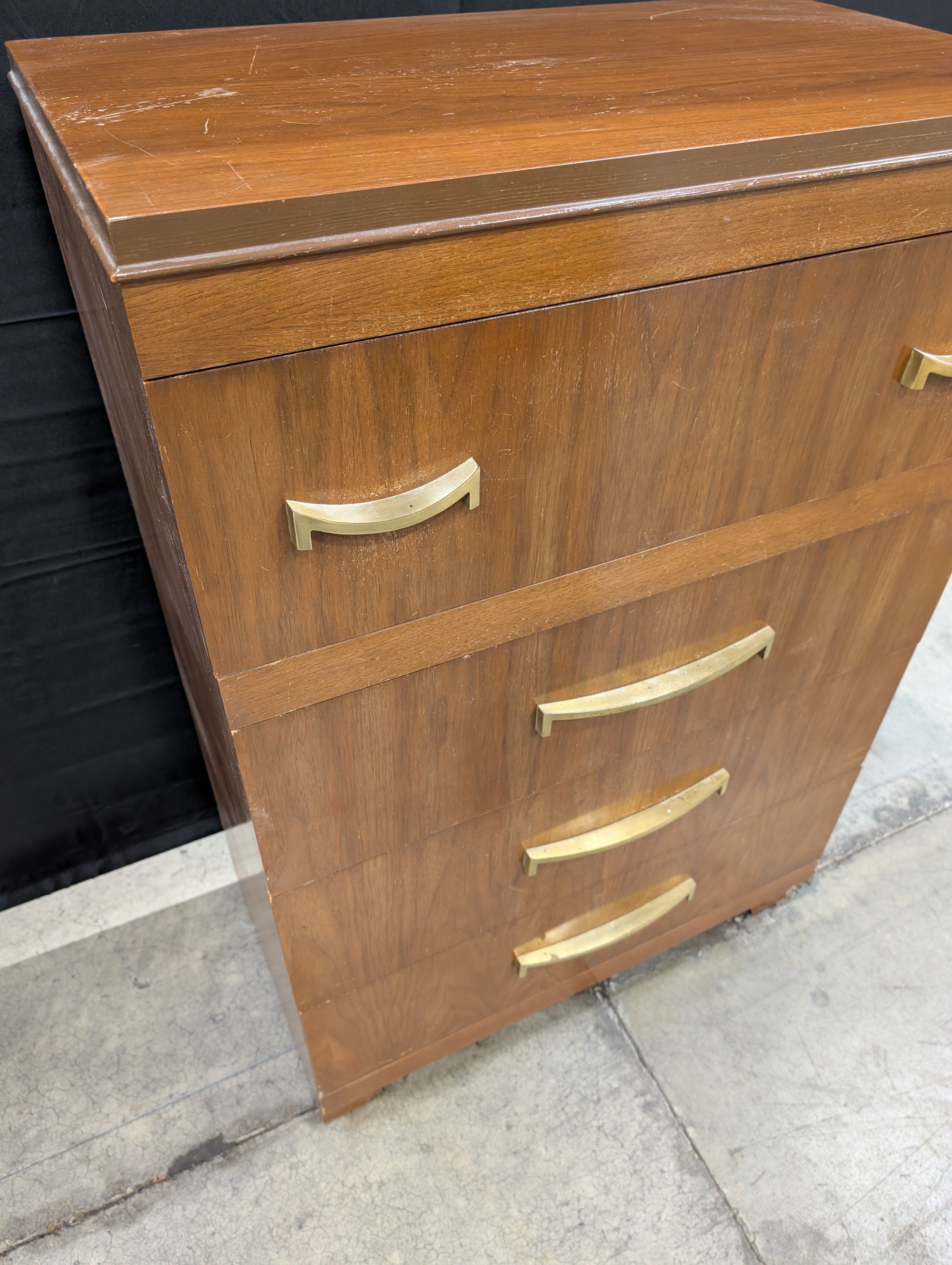 Vintage Mid-Century Style Wood Four-Drawer Chest
