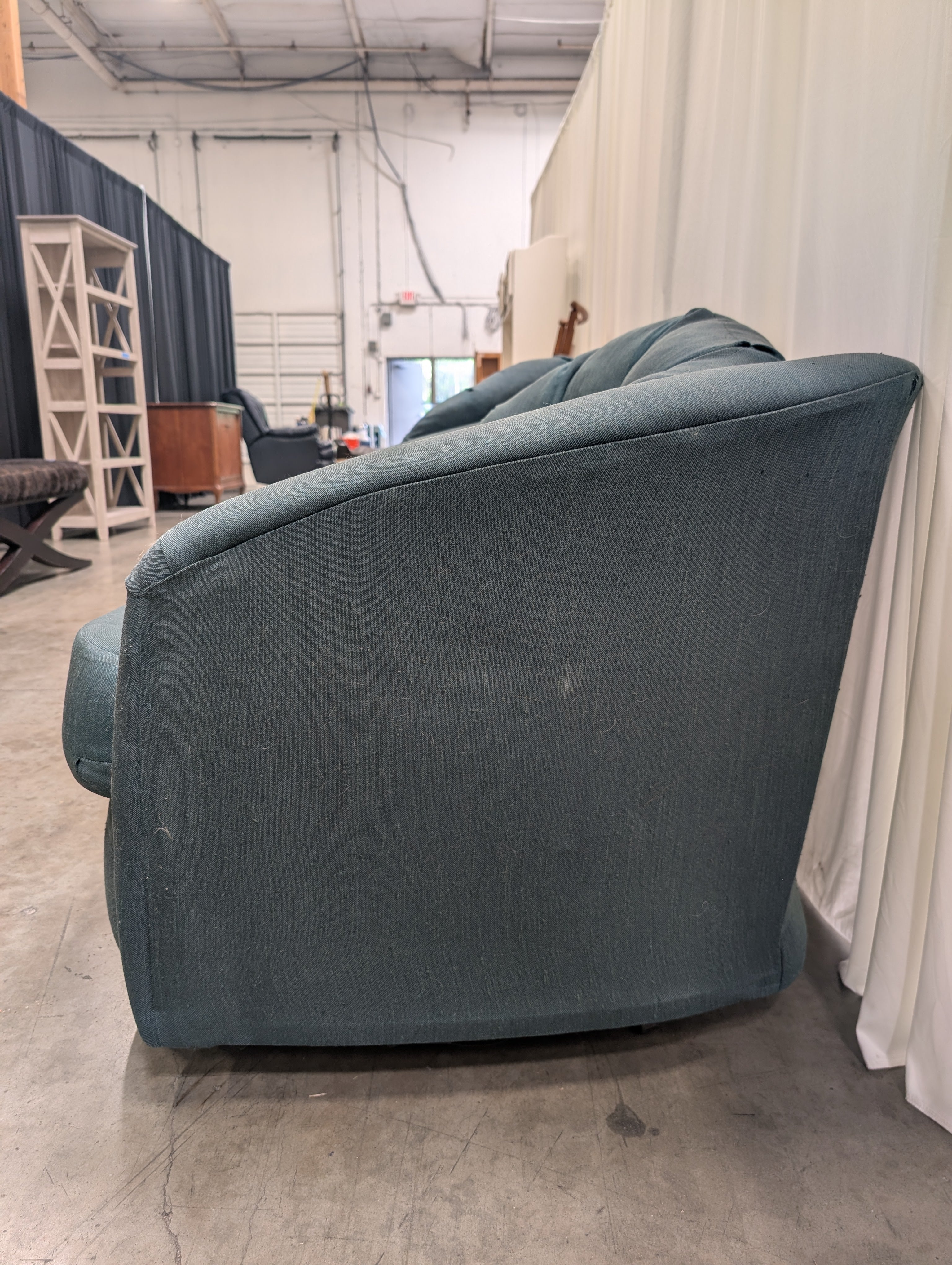 Sage Green Textured Fabric Barrel Chair