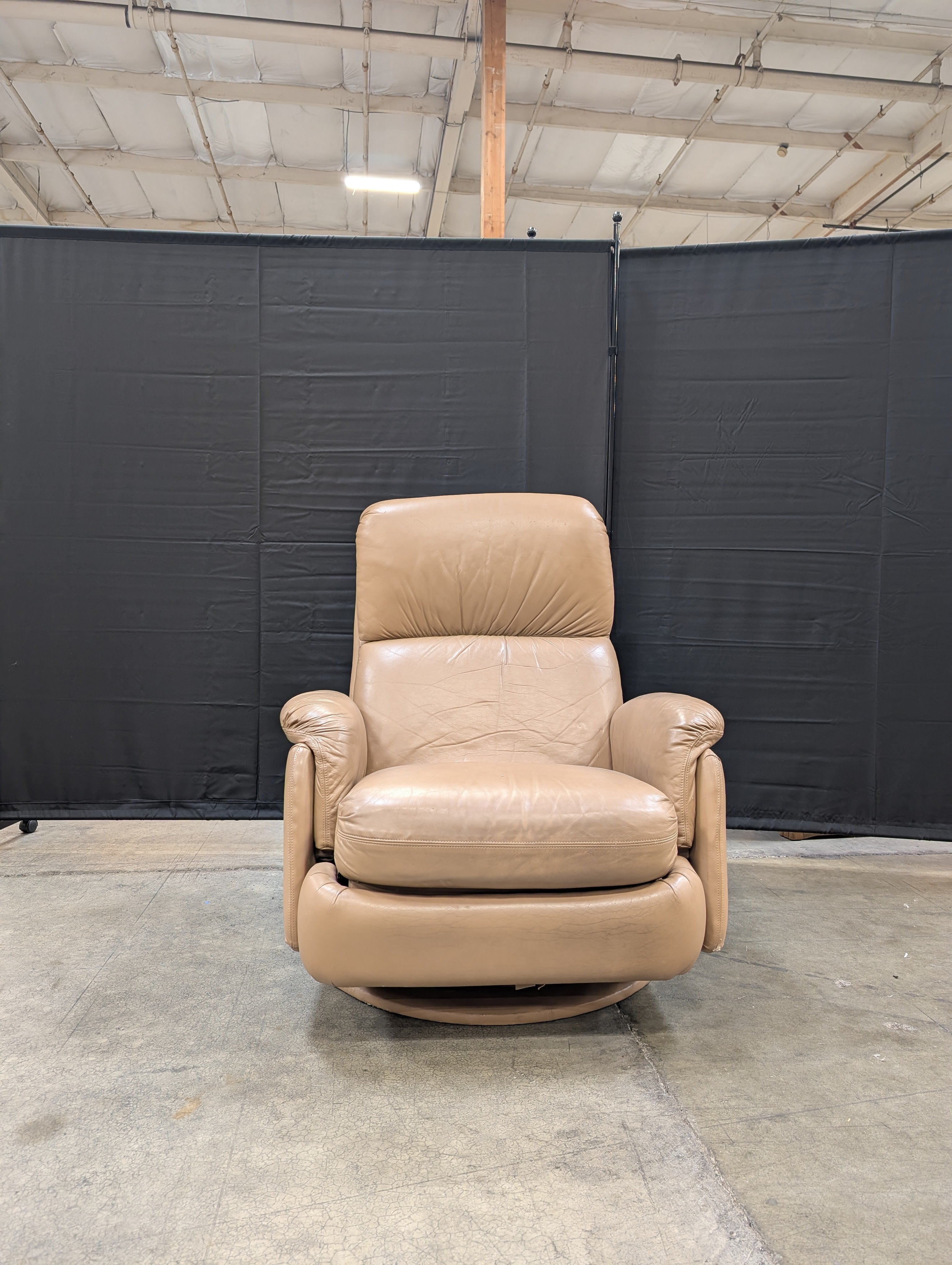 Used Plush Tan Upholstered Recliner Chair