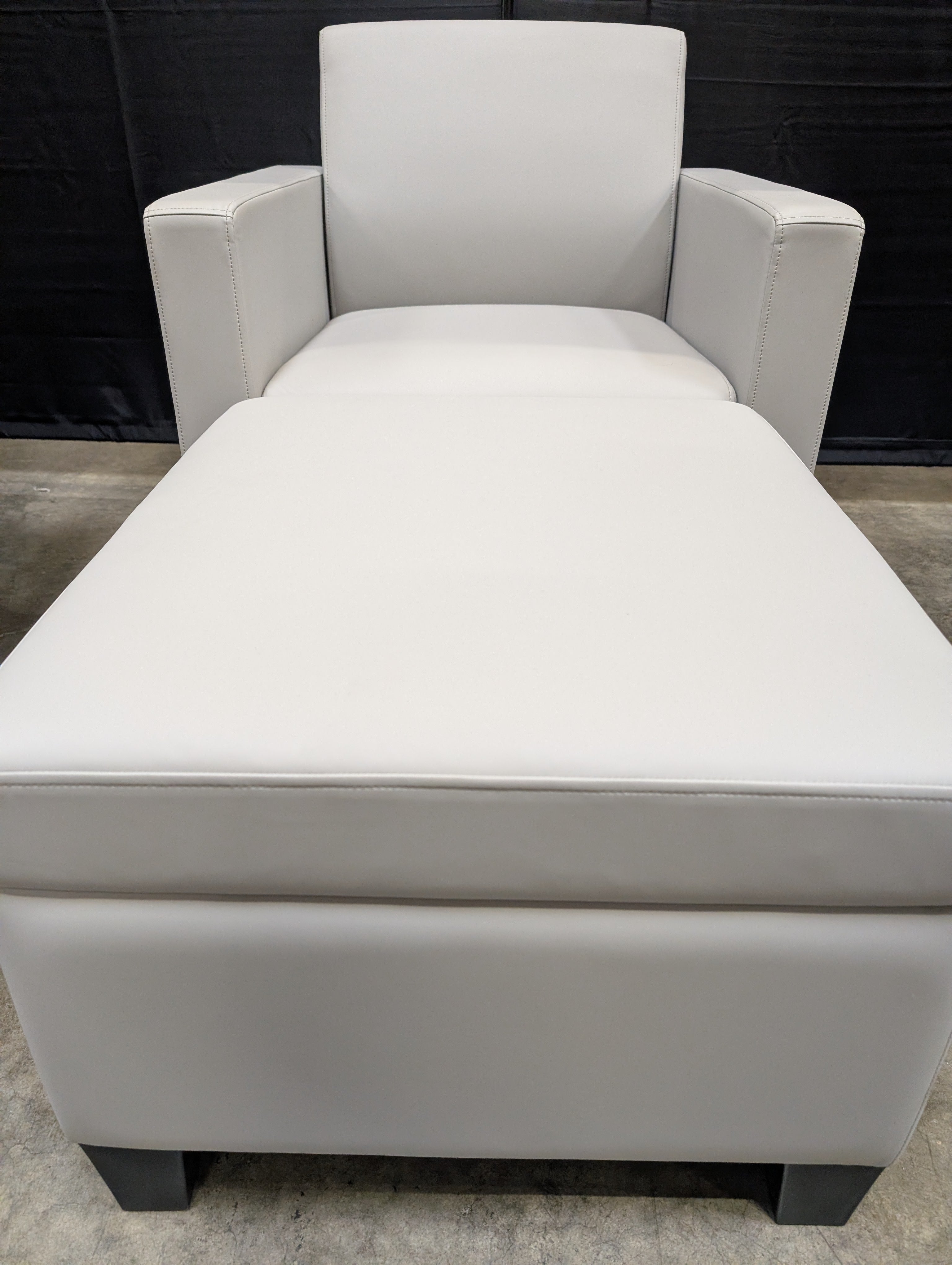 Contemporary Light Grey Armchair and Ottoman Set