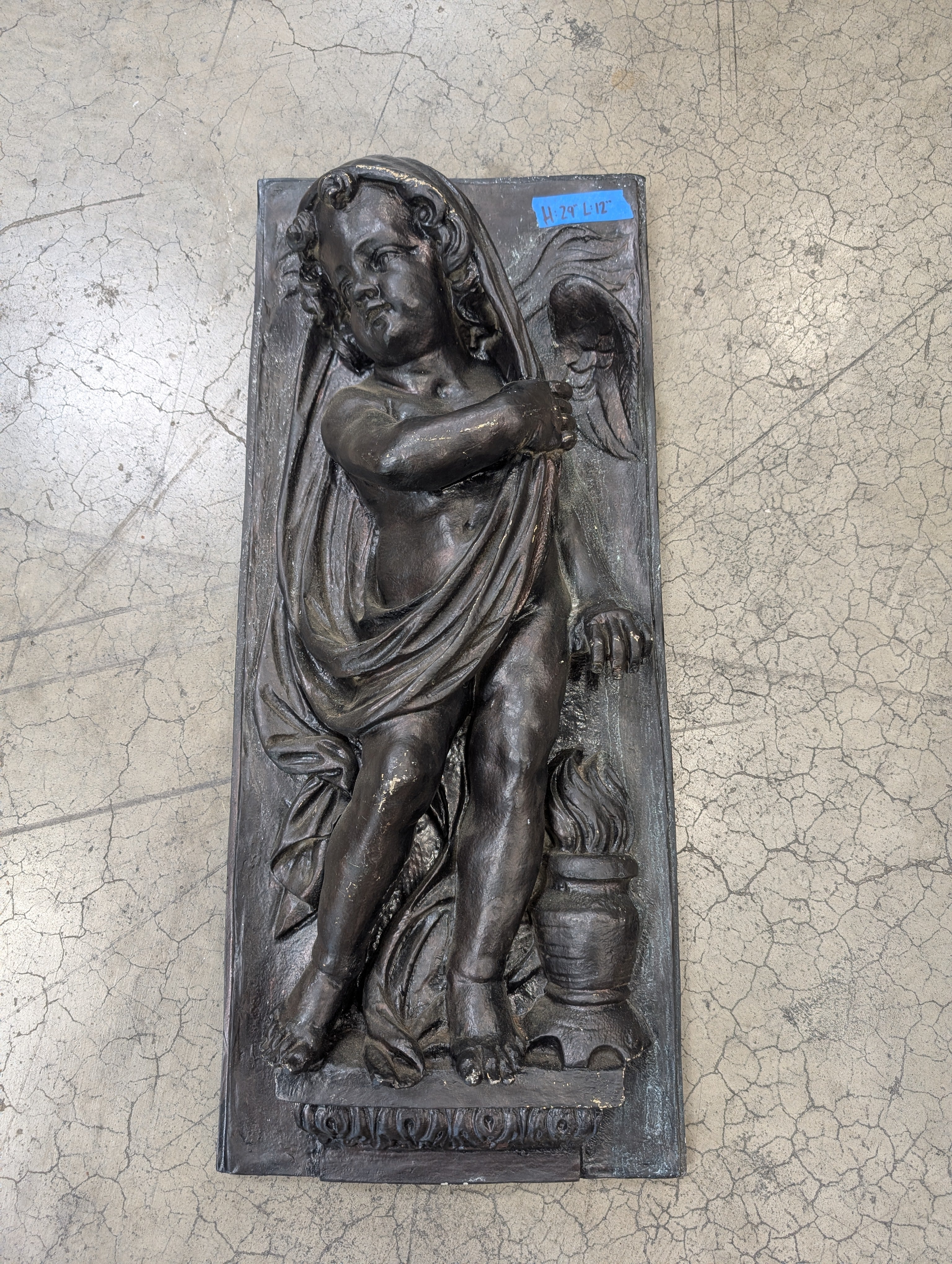 Classical Cherub Relief Plaque in Dark Bronz