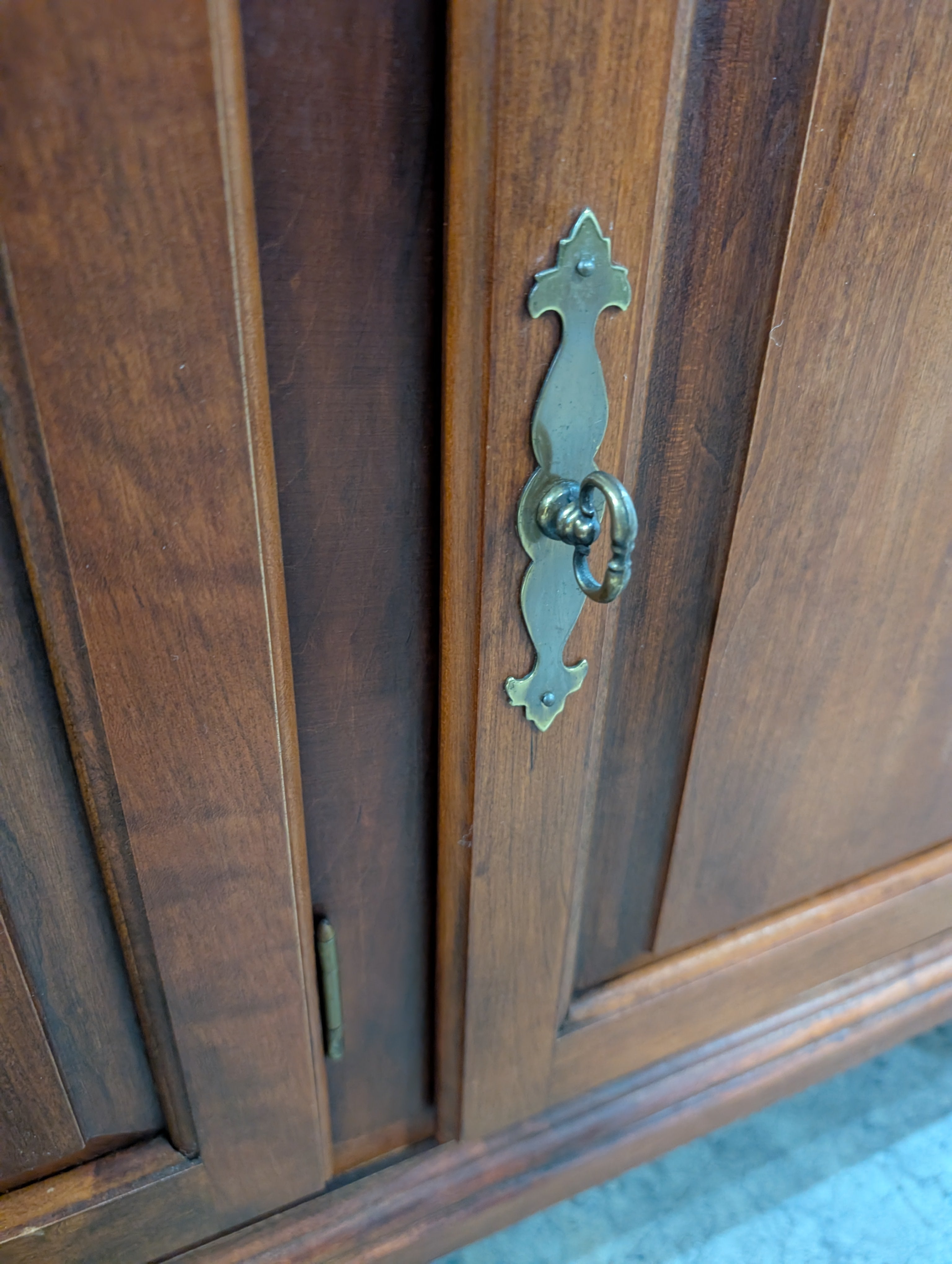 Richly Stained Wooden Display Cabinet with Glass Doors
