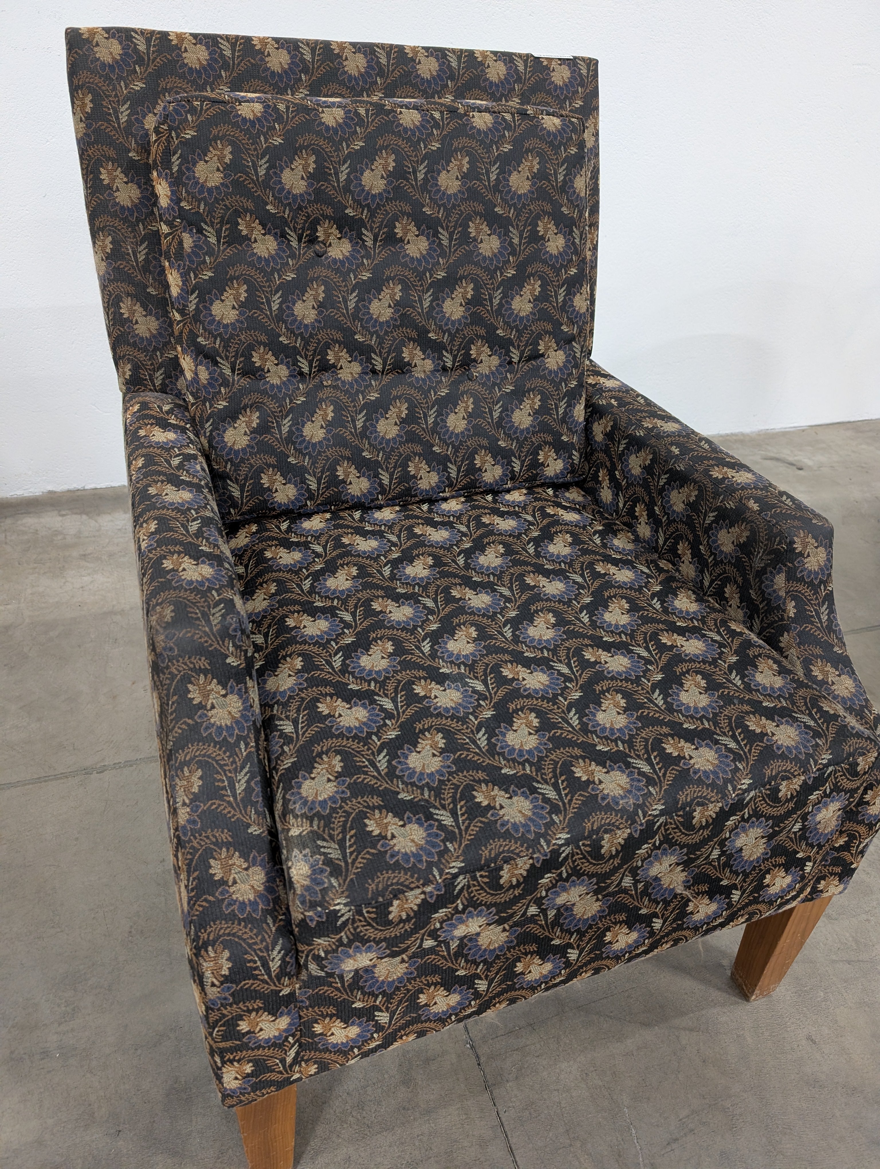 Upholstered Floral Pattern Accent Armchair