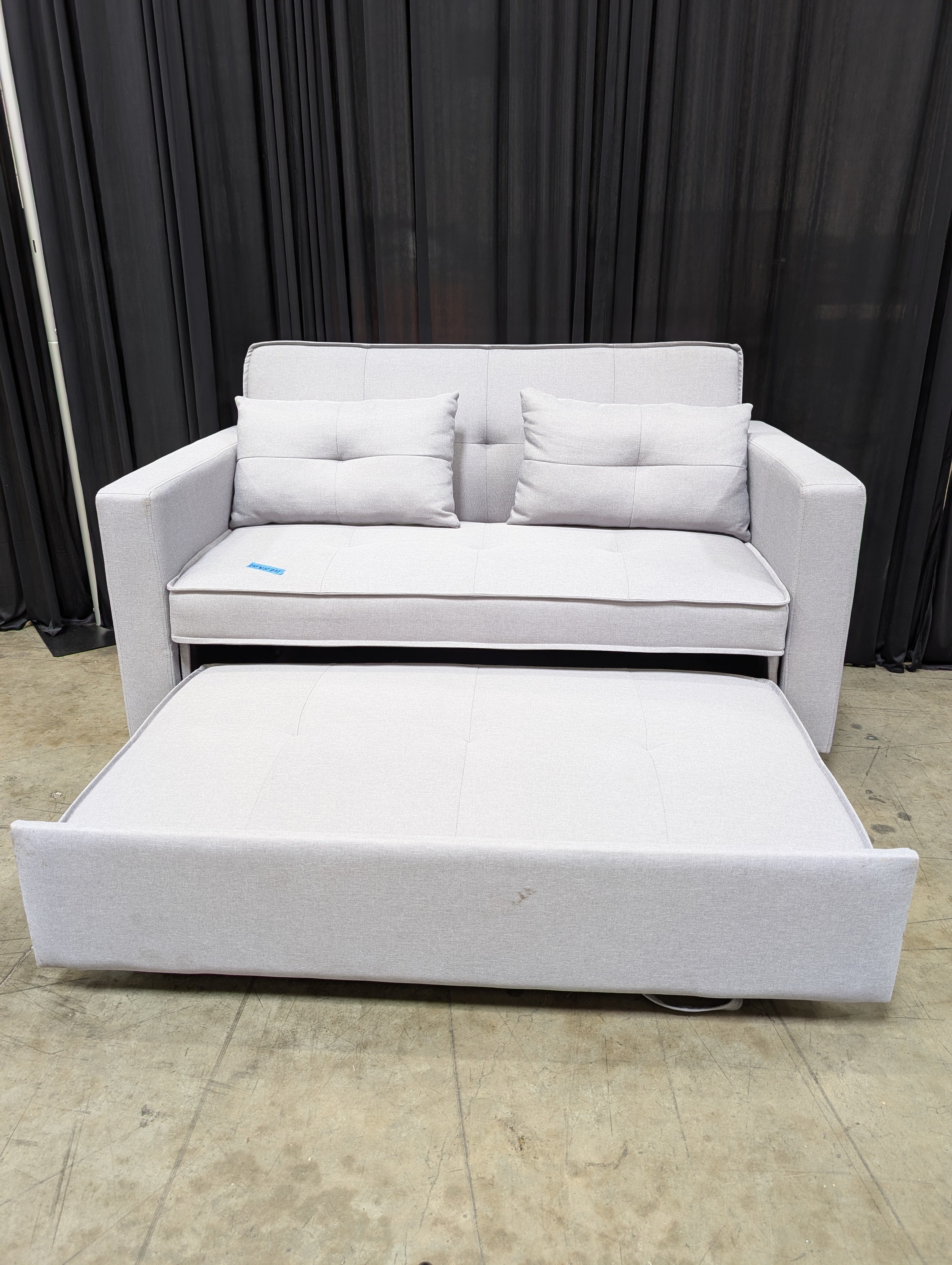 Light Grey Upholstered Loveseat with Pull Out Bed