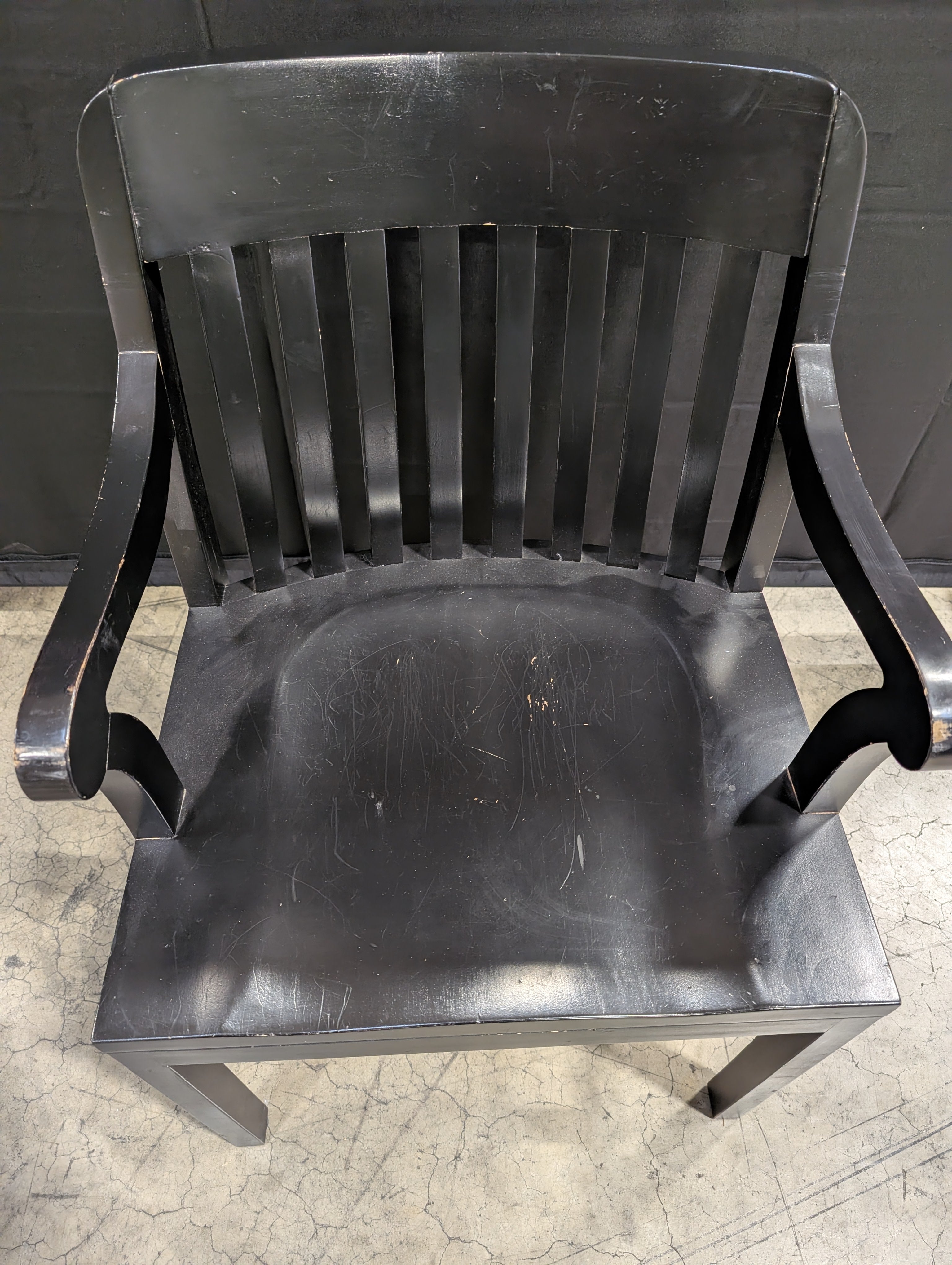 Classic Black Wood Slatted Back Armchair