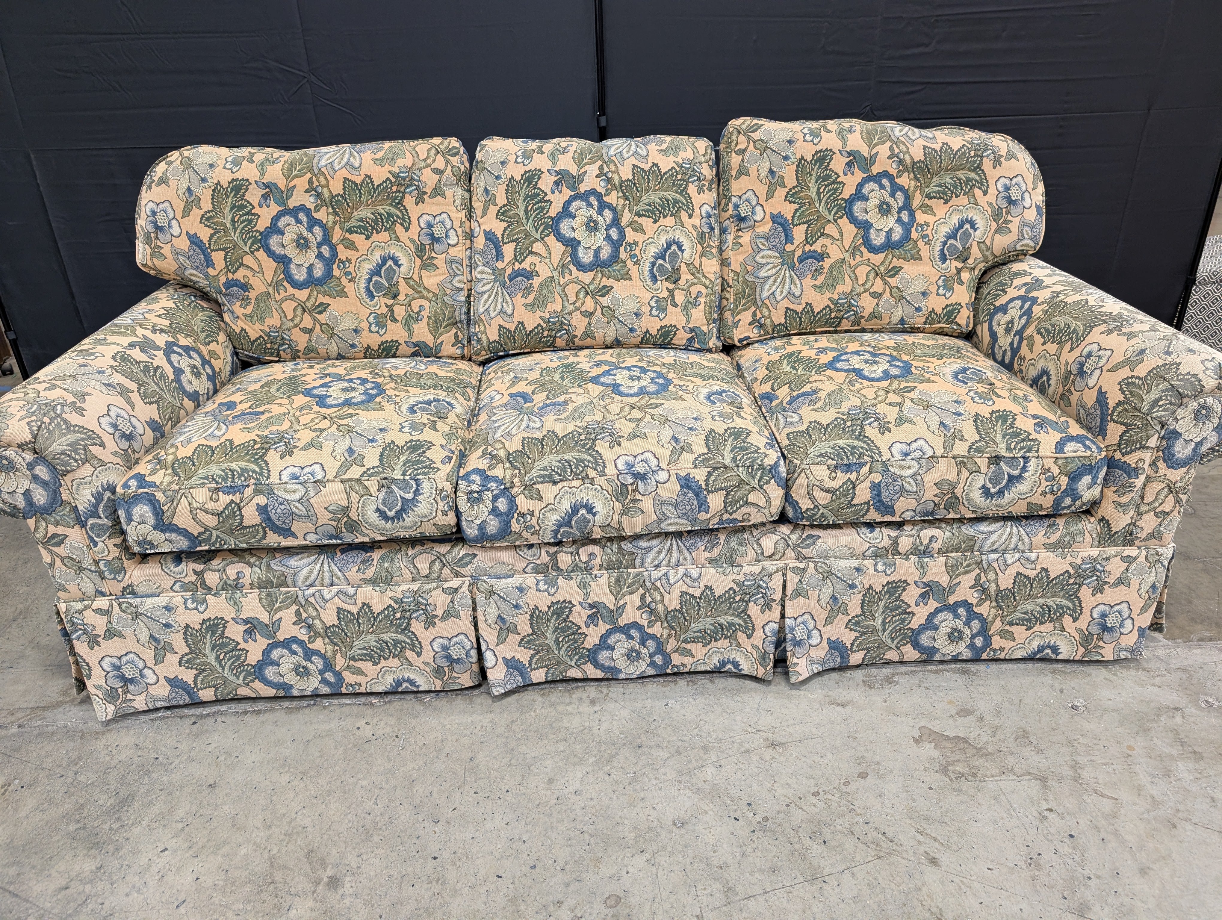 Floral Upholstered HENREDON Rolled Arm Sofa